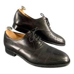 JOHN LOBB Size 9 Black Perforated Leather Pointed Toe Lace Up Shoes