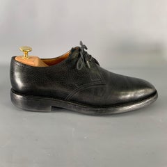 JOHN LOBB Size 9 Black Textured Leather Pointed Toe Lace Up Shoes