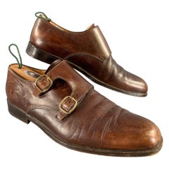 JOHN LOBB Size 9 Brown Leather Monk Strap Loafers