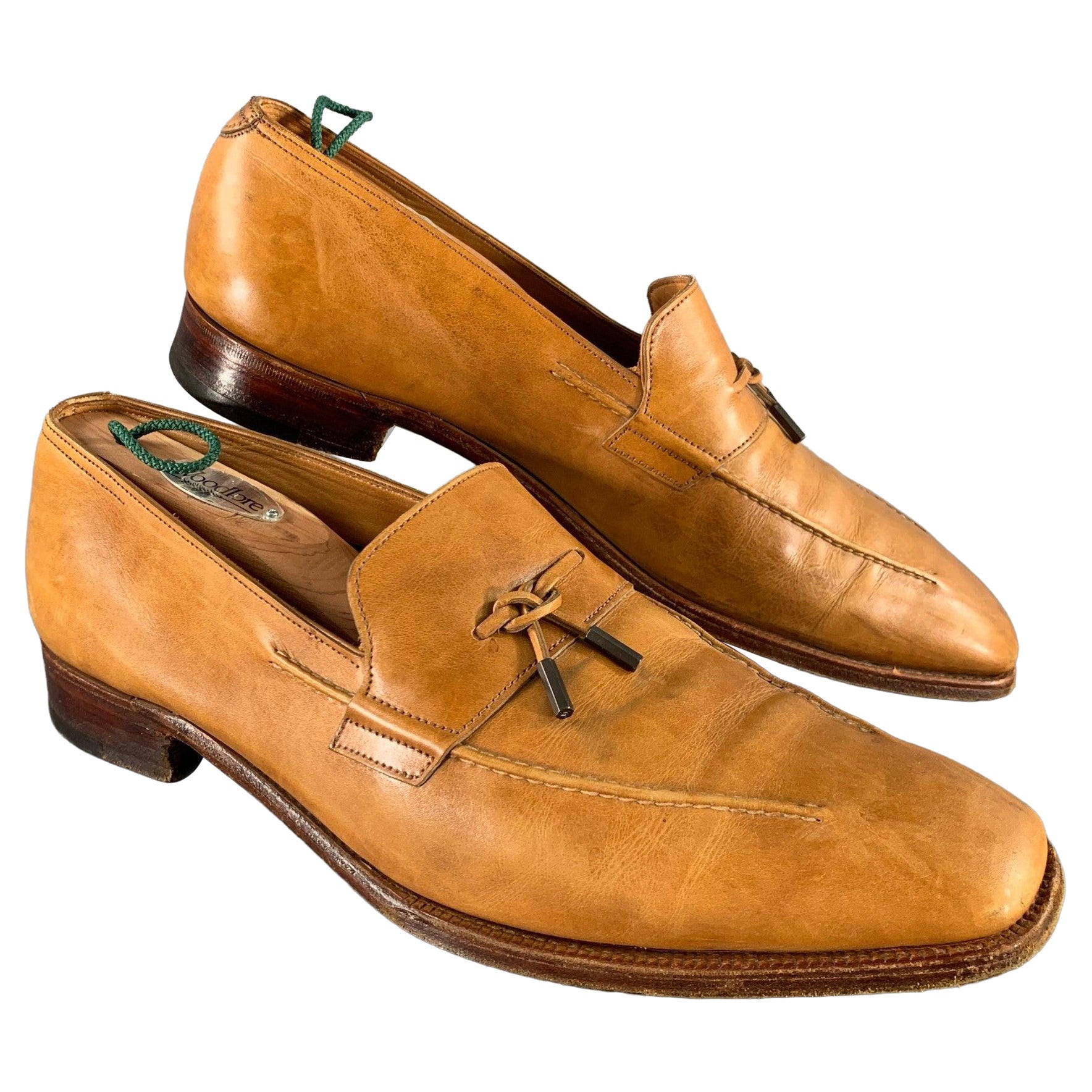 JOHN LOBB Größe 9.5 Tan Leder Tassels Loafers im Angebot