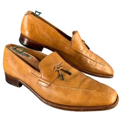 JOHN LOBB Size 9.5 Tan Leather Tassels Loafers