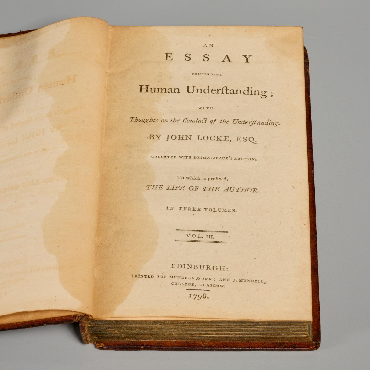 John Locke, Essay Concerning Human Understanding, 3 Volumes 1798 et 1801 en vente 2