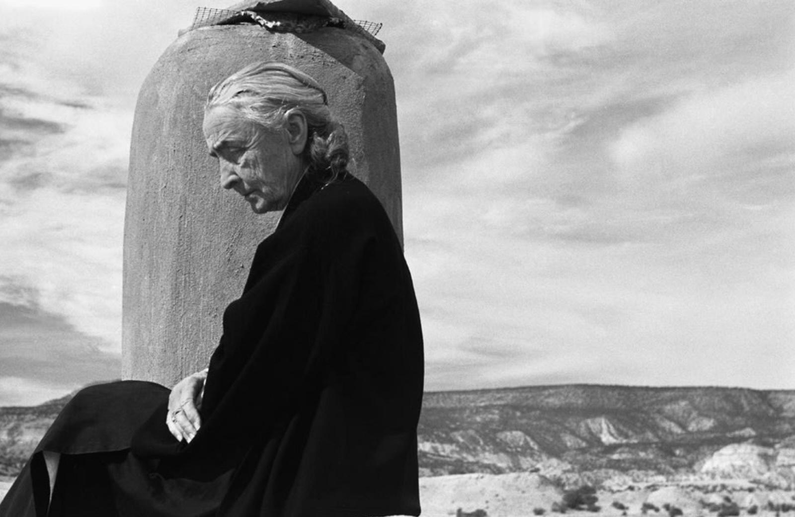 John Loengard Black and White Photograph - Georgia O'Keeffe on Her Roof, New Mexico