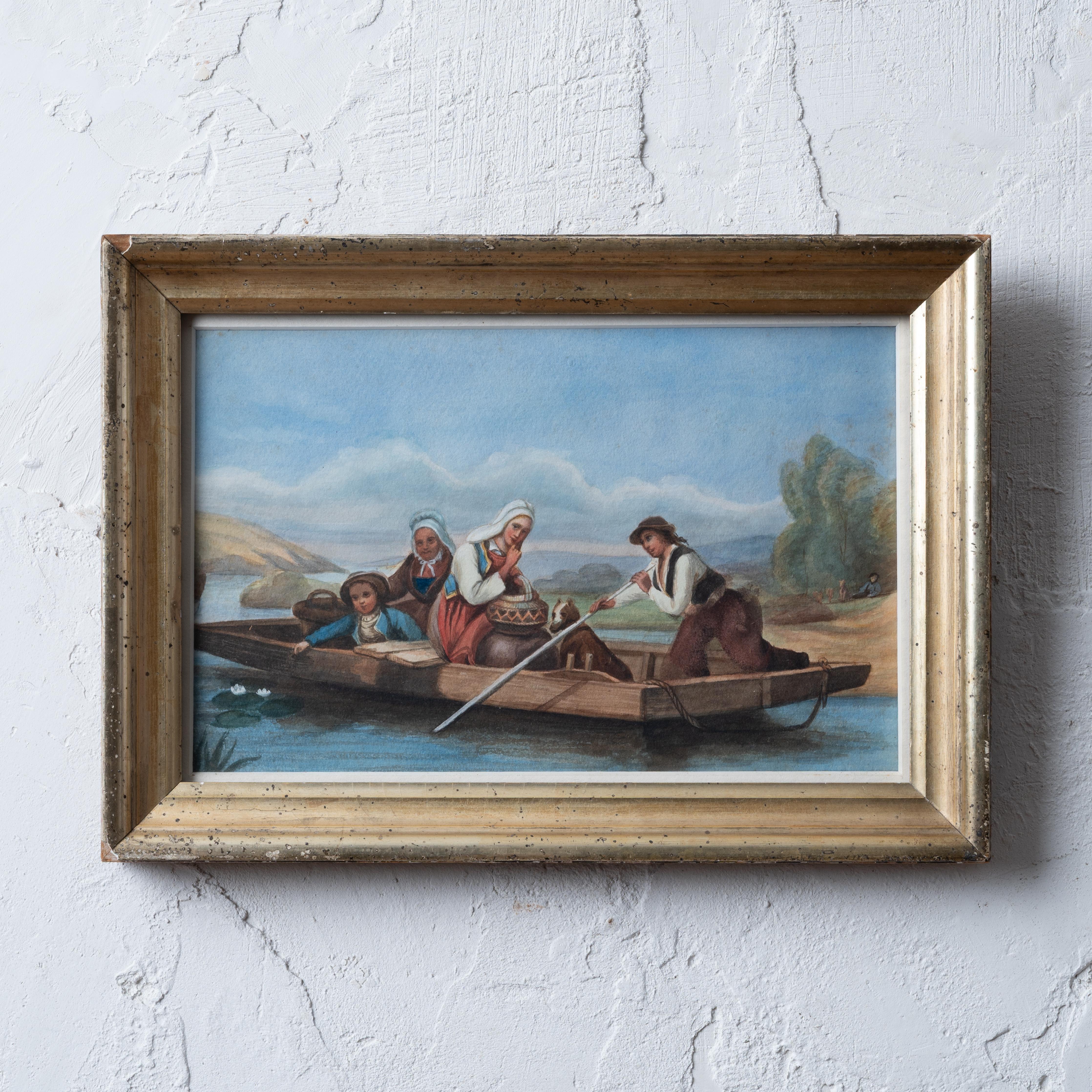 Peinture de genre à l'aquarelle sur papier de John Lord Tenniel d'après l'original de Ferdinand Marohn intitulé 
