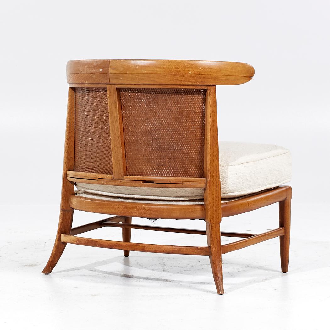 Upholstery John Lubberts Lambert Mulder for Tomlinson MCM Cane Walnut Slipper Chair - Pair For Sale