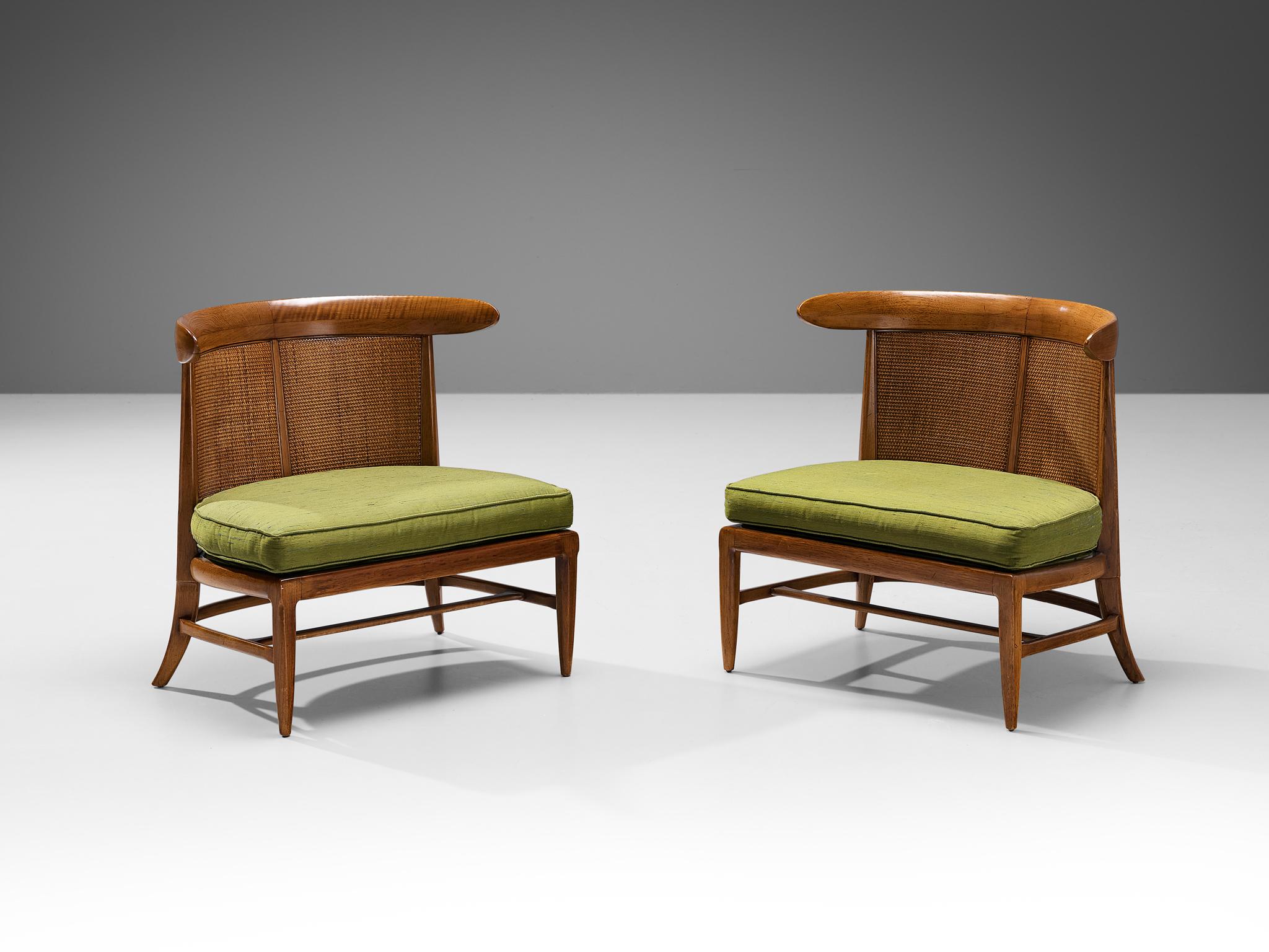 John Lubberts & Lambert Mulder for Tomlinson, pair of easy chairs, model '650', walnut, cane, fabric, United States, 1950s

This pair of American easy chairs are designed by the duo John Lubberts & Lambert Mulder for Tomlinson in the 1950s. The