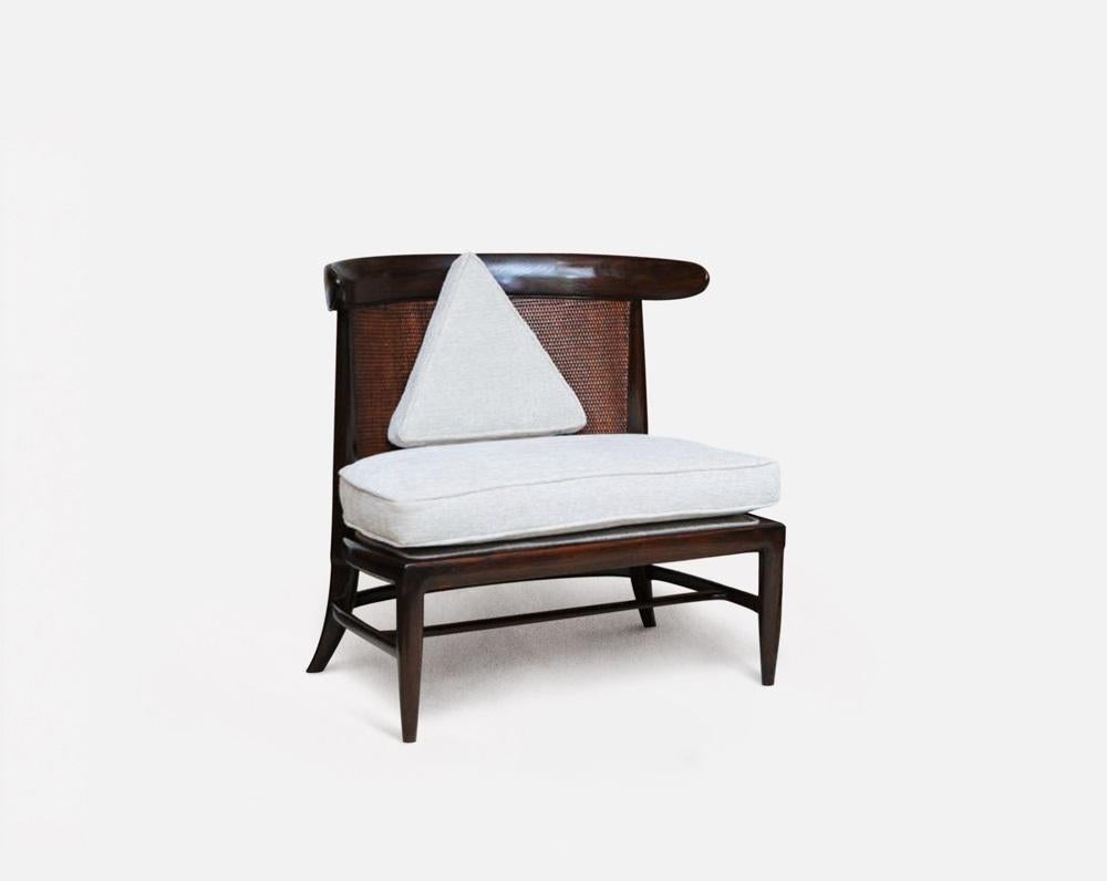 Mid-Century Modern John Lubberts and Lambert Mulder for Tomlinson Slipper Chair, Cane, Walnut, 1950 en vente