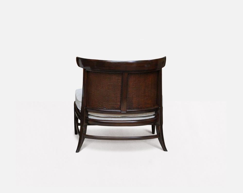 John Lubberts and Lambert Mulder for Tomlinson Slipper Chair, Cane, Walnut, 1950 Bon état - En vente à Dallas, TX
