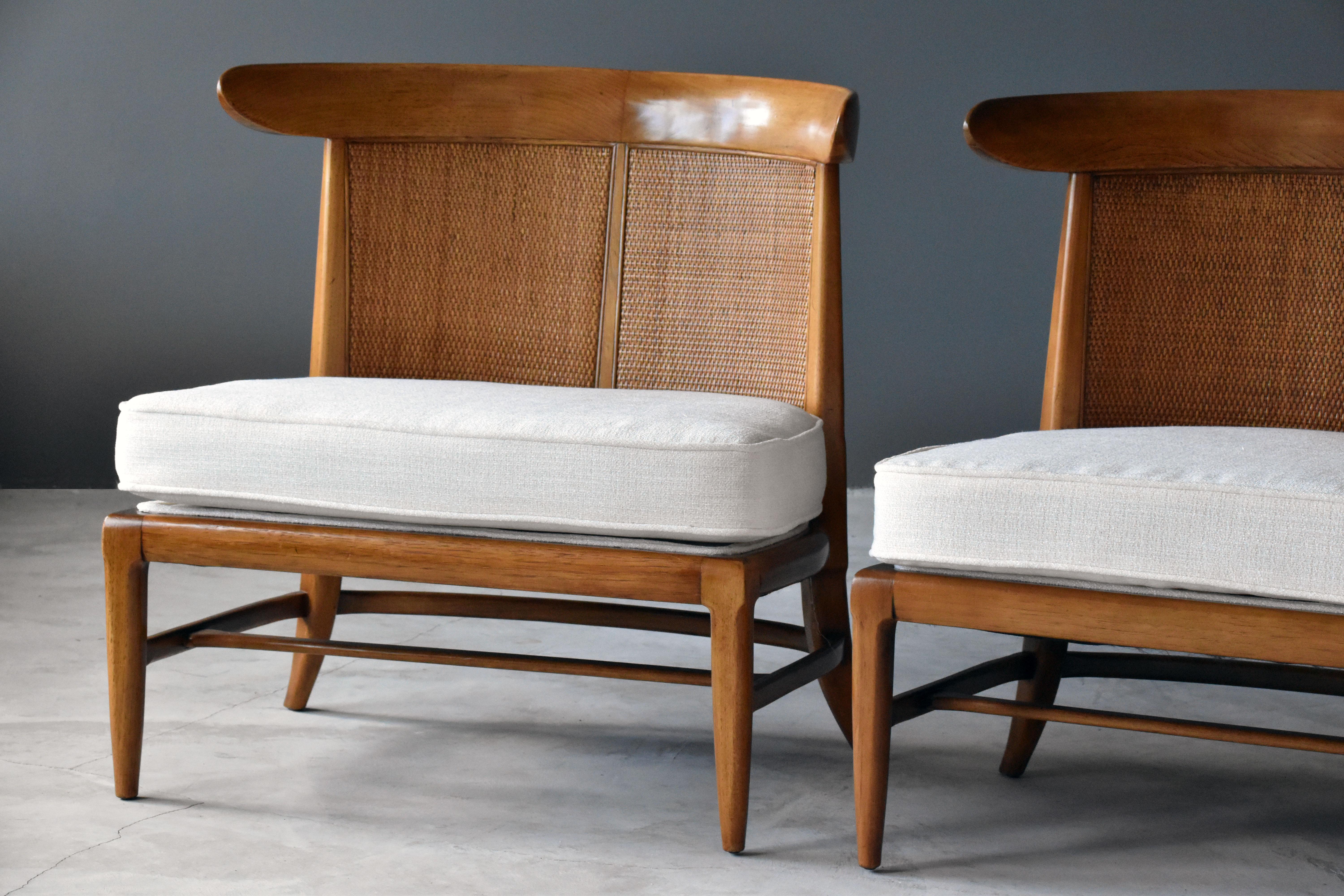 Mid-20th Century John Lubberts & Lambert Mulder for Tomlinson, Slipper Chairs, Cane, Walnut, 1950