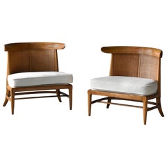 John Lubberts & Lambert Mulder for Tomlinson, Slipper Chairs, Cane, Walnut, 1950