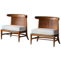 John Lubberts & Lambert Mulder for Tomlinson, Slipper Chairs, Cane, Walnut, 1950