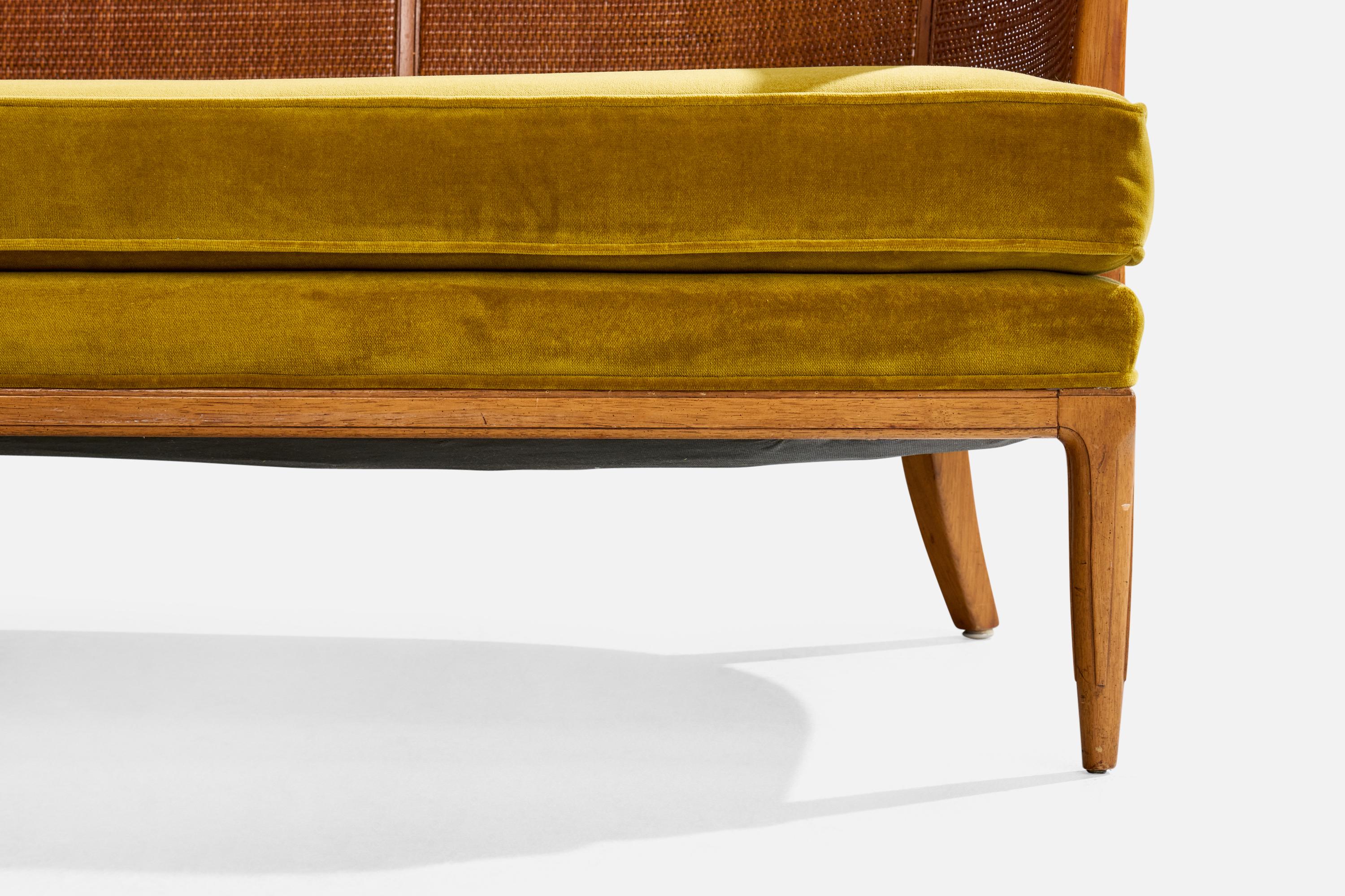 John Lubberts & Lambert Mulder, Sitzgruppe, Nussbaum, Rohr, Samt, USA, 1950er Jahre im Zustand „Gut“ im Angebot in High Point, NC