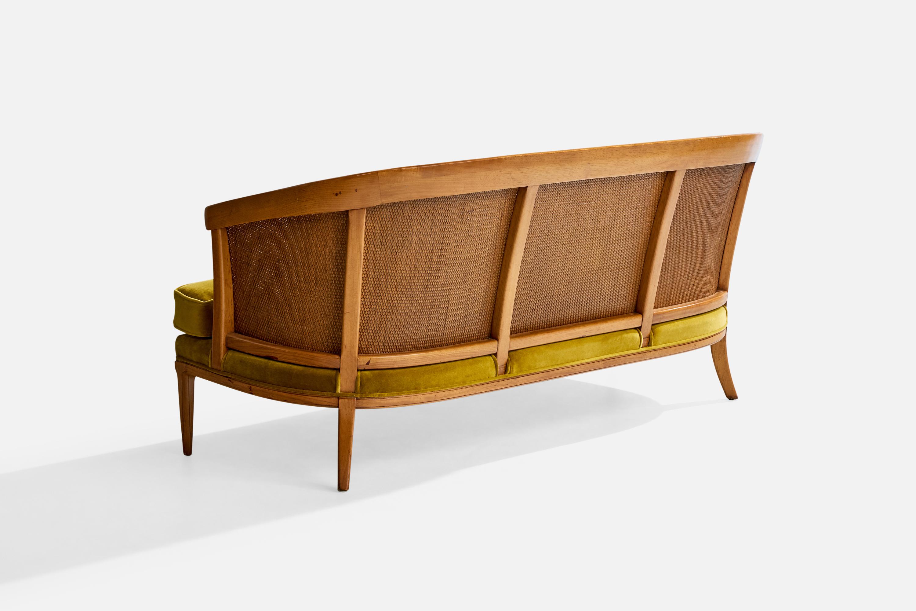 John Lubberts & Lambert Mulder, Sitzgruppe, Nussbaum, Rohr, Samt, USA, 1950er Jahre im Angebot 2