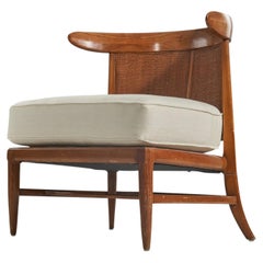 Vintage John Lubberts & Lambert Mulder, Slipper Chair, Cane, Walnut, Tomlinson, US, 1950