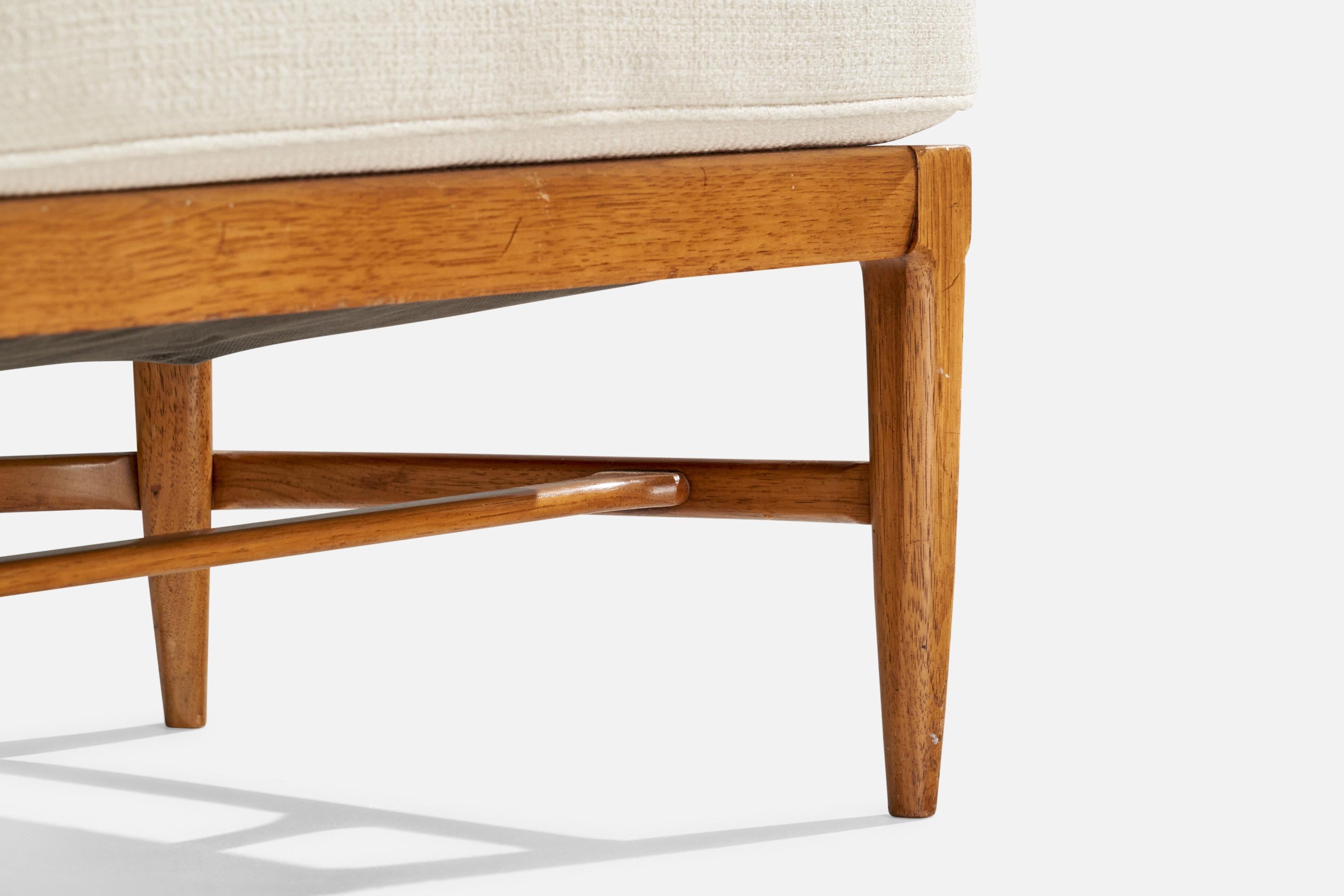 John Lubberts & Lambert Mulder, Slipper Chair, Walnut, Cane, Fabric, USA, 1950s 5