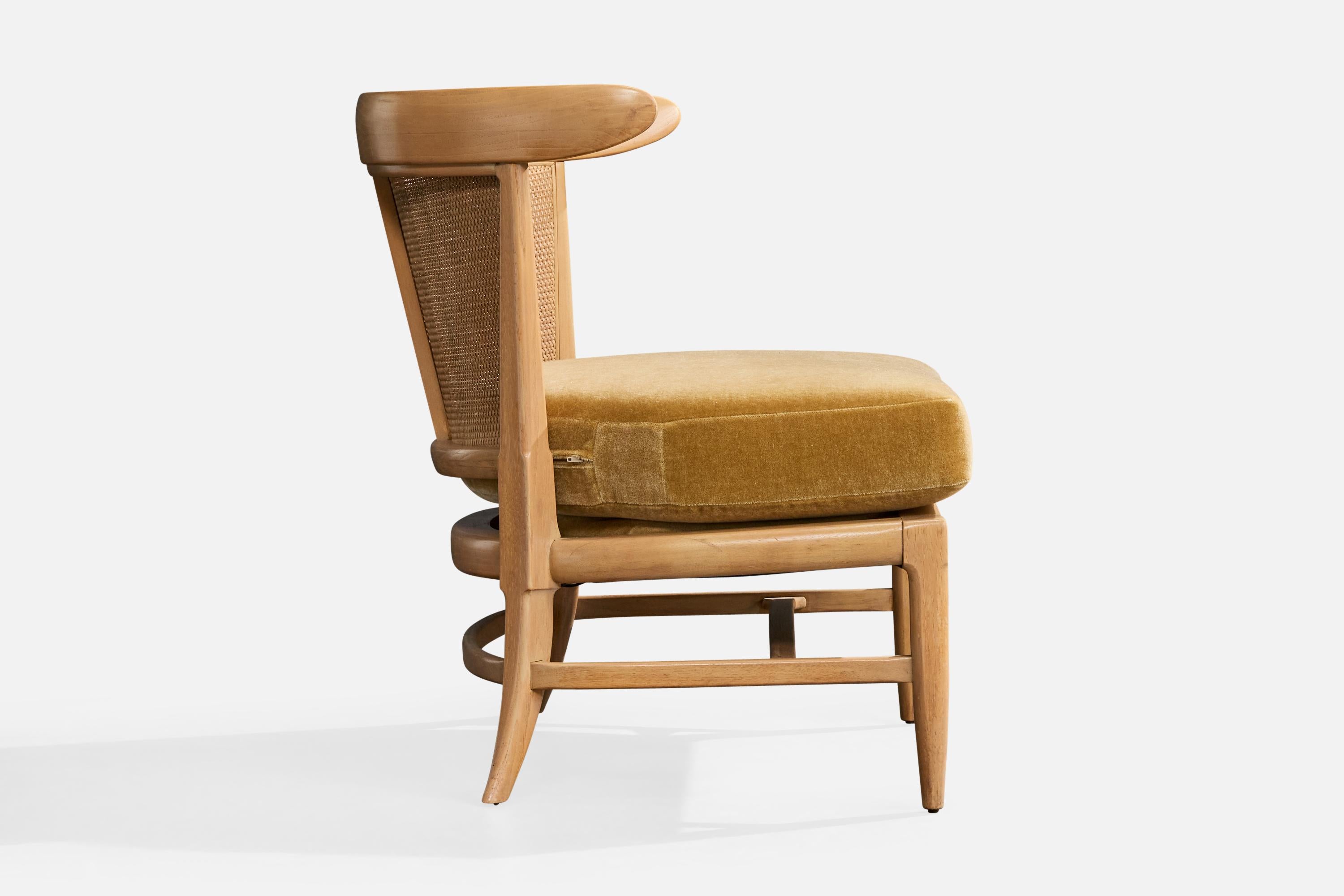 John Lubberts & Lambert Mulder, Pantoffelstühle, Holz, Rohr, Samt, USA, 1950er Jahre (Mitte des 20. Jahrhunderts) im Angebot