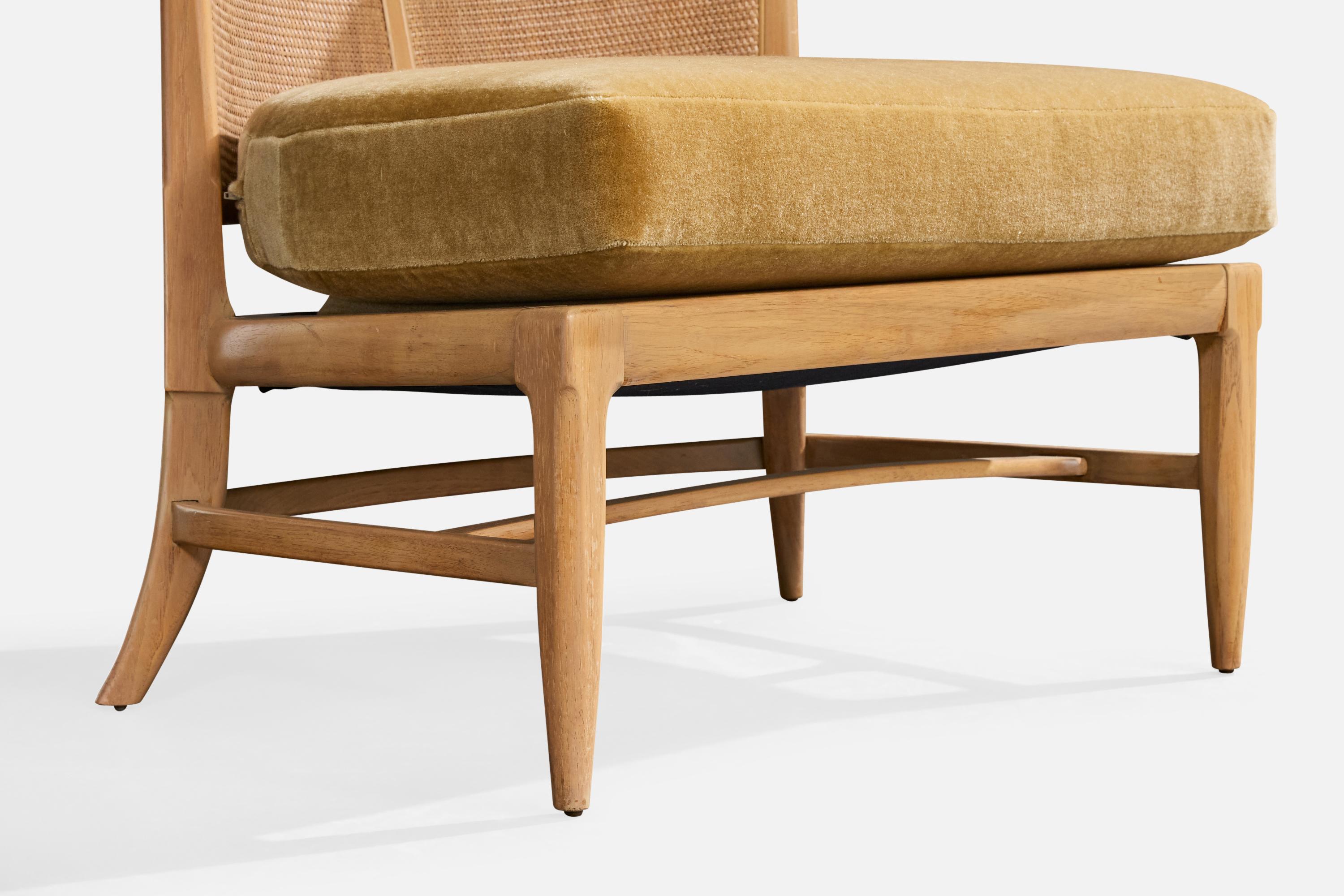 John Lubberts & Lambert Mulder, Pantoffelstühle, Holz, Rohr, Samt, USA, 1950er Jahre im Angebot 3