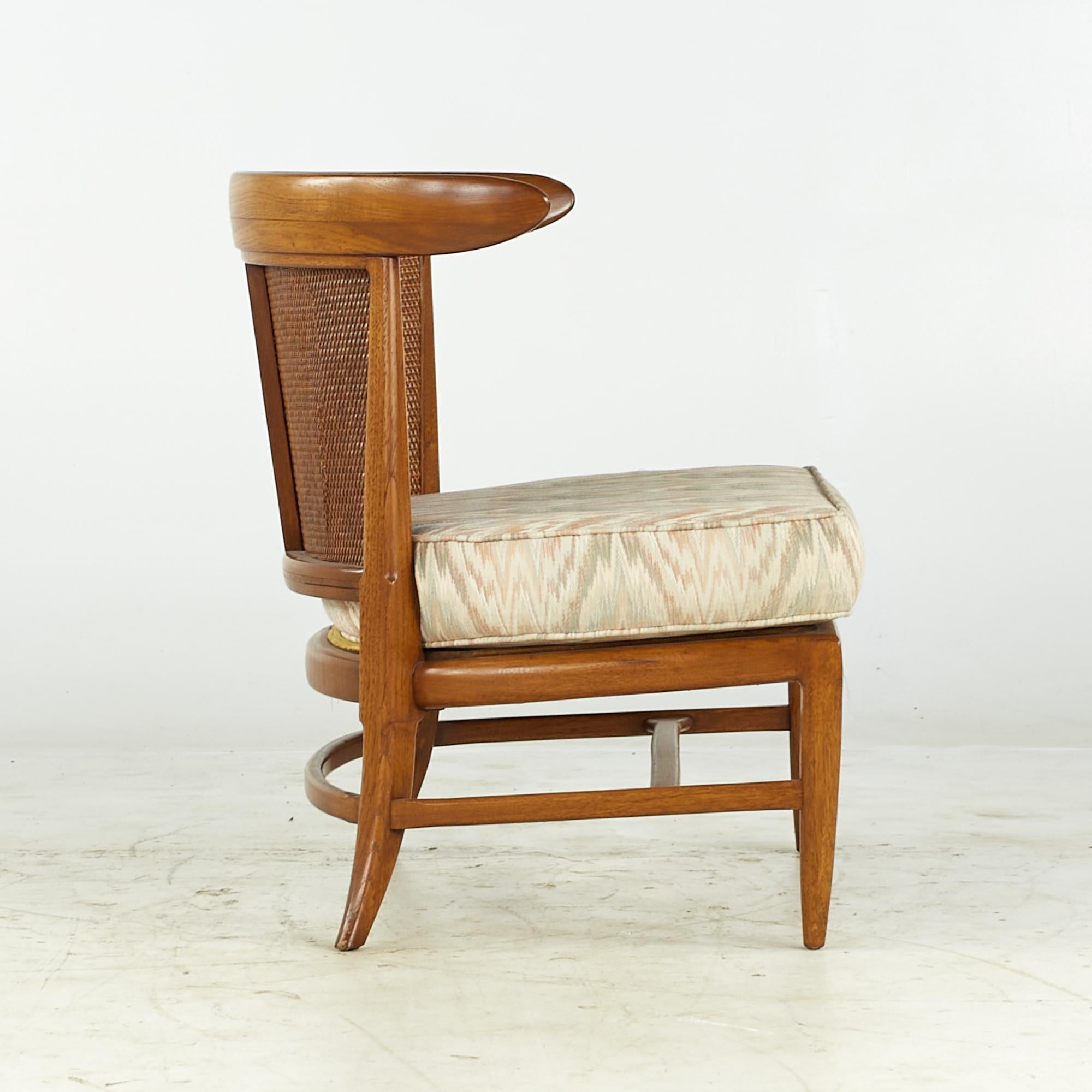 John Lubberts Lambert Mulder Tomlinson MCM Cane and Walnut Slipper Chair, Pair For Sale 3