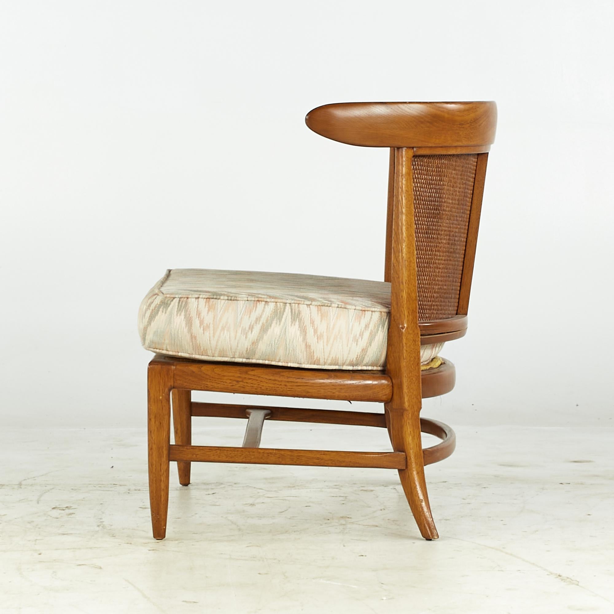 John Lubberts Lambert Mulder Tomlinson MCM Cane and Walnut Slipper Chair, Pair For Sale 4