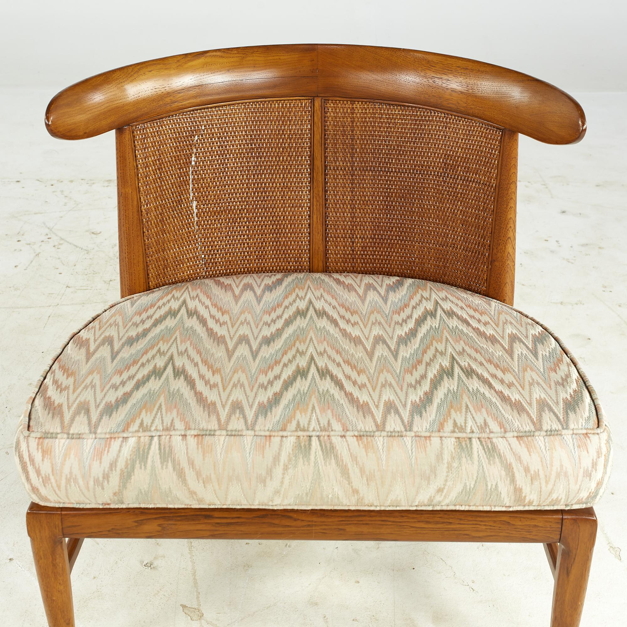 John Lubberts Lambert Mulder Tomlinson MCM Cane and Walnut Slipper Chair, Pair For Sale 5