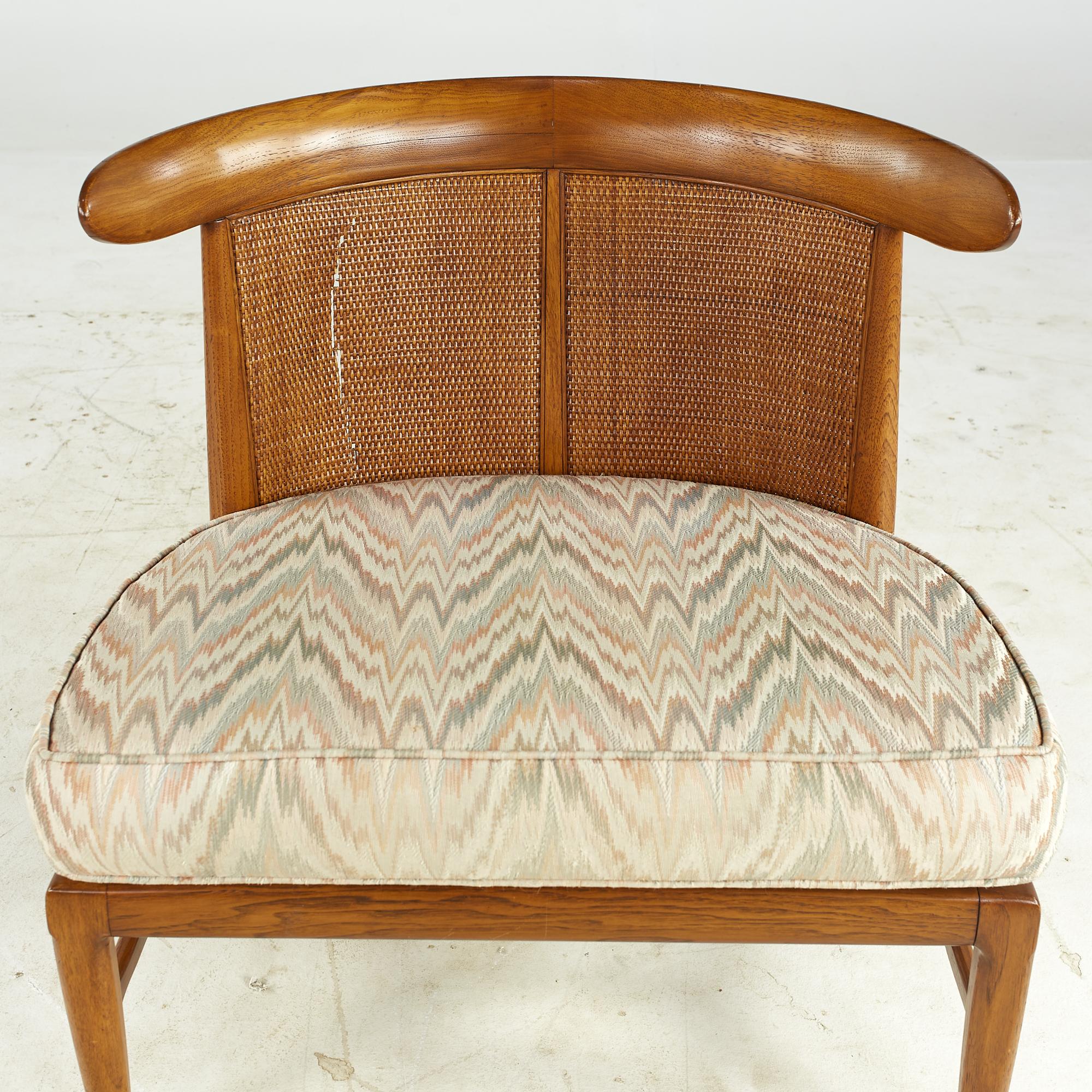 I Lubberts Lambert Mulder Tomlinson MCM Cane and Walnut Slipper Chair, Pair (Paire) en vente 5