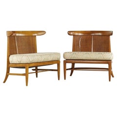 John Lubberts Lambert Mulder Tomlinson MCM Cane and Walnut Slipper Chair, Pair