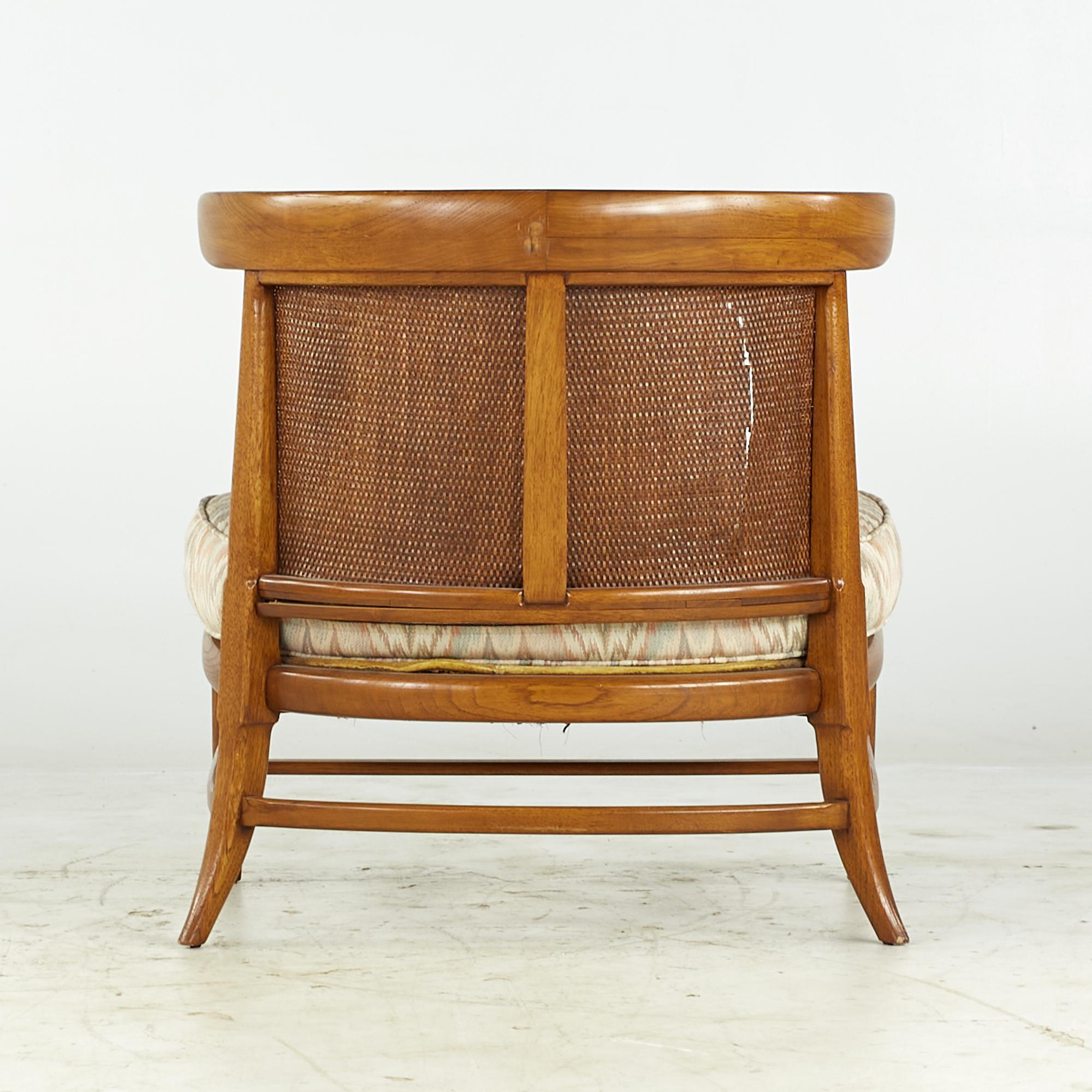 John Lubberts Lambert Mulder Tomlinson MCM Cane and Walnut Slipper Chair, Pair For Sale 1