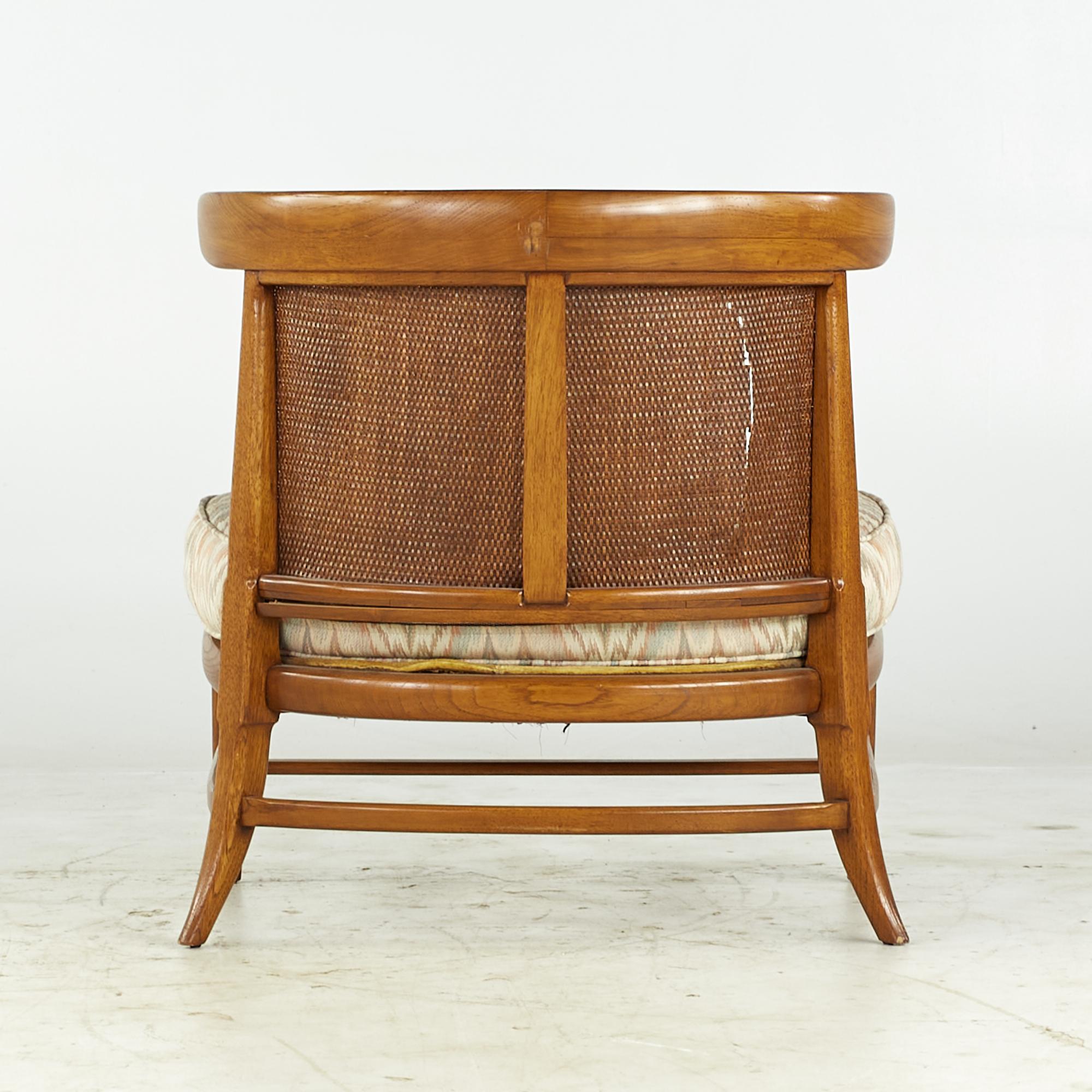 I Lubberts Lambert Mulder Tomlinson MCM Cane and Walnut Slipper Chair, Pair (Paire) en vente 1
