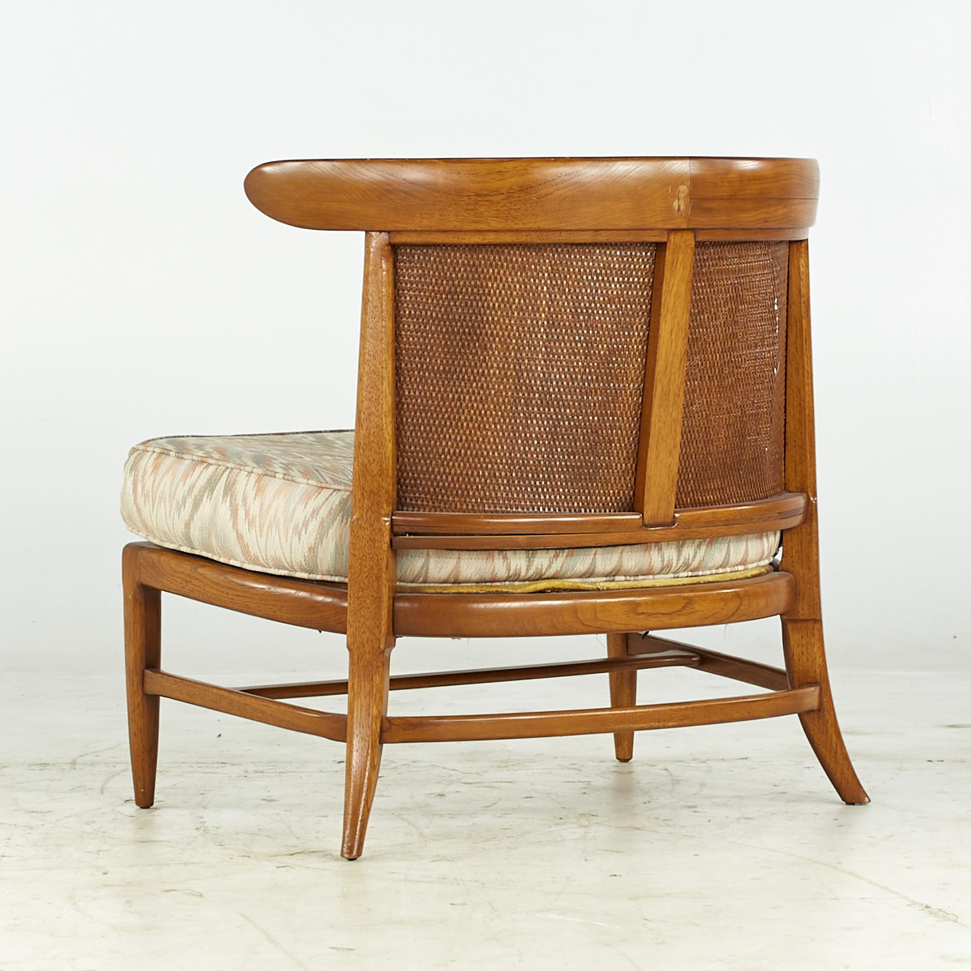 John Lubberts Lambert Mulder Tomlinson MCM Cane and Walnut Slipper Chair, Pair For Sale 2