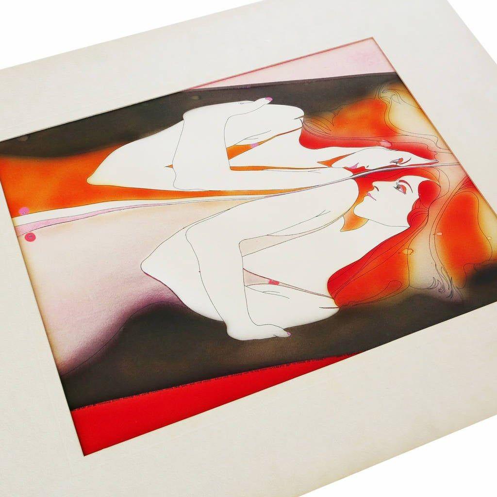 A lithograph by 1970s psychedelic master John Luke Eastman, who worked out of Southern California during the 1960s-1980s. The print features a young woman who gazes at herself in the mirror titled 