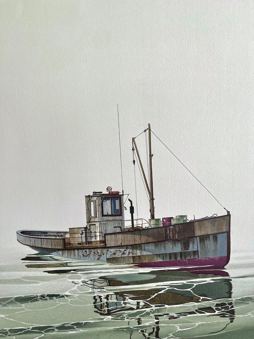 John Lutes CAY RUNNER Signed Lithograph, Realistic Runner Boat on