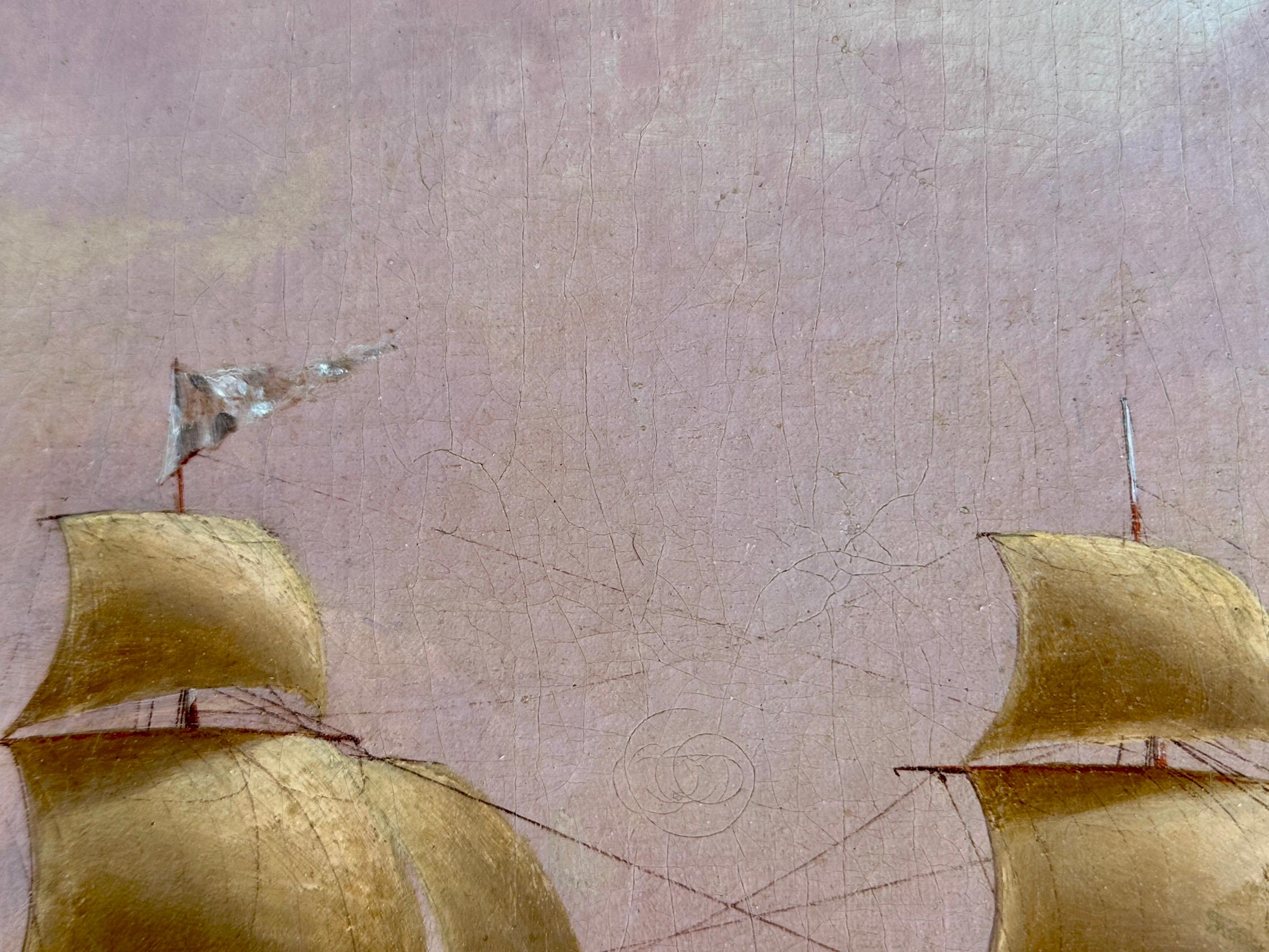 English 19th century portrait of the Clipper ship Crescent at sea in full sail For Sale 5