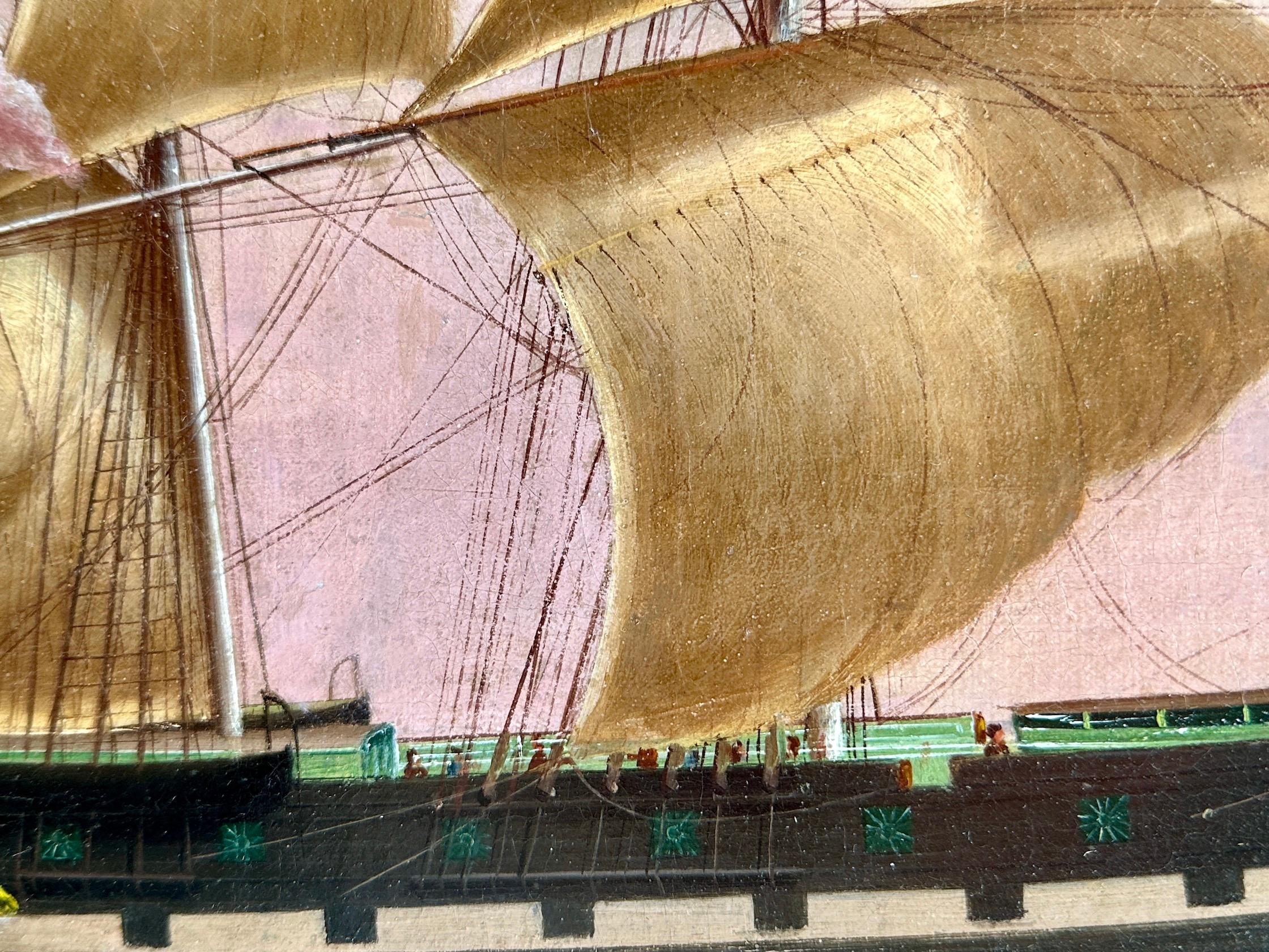 English 19th century portrait of the Clipper ship Crescent at sea in full sail For Sale 7