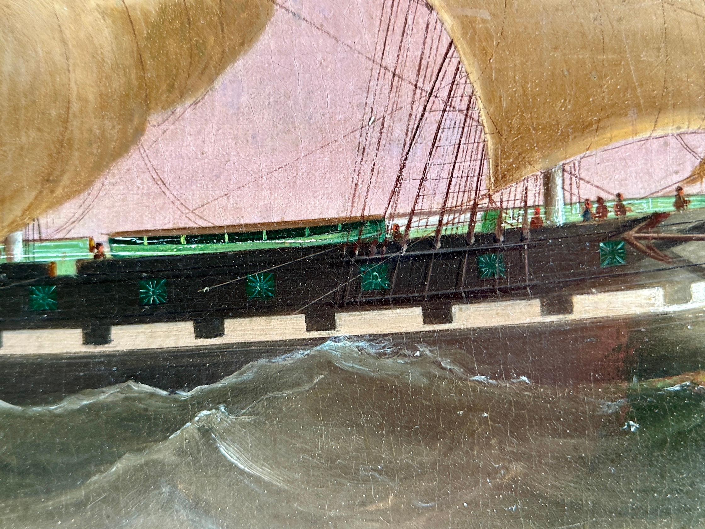 English 19th century portrait of the Clipper ship Crescent at sea in full sail For Sale 7