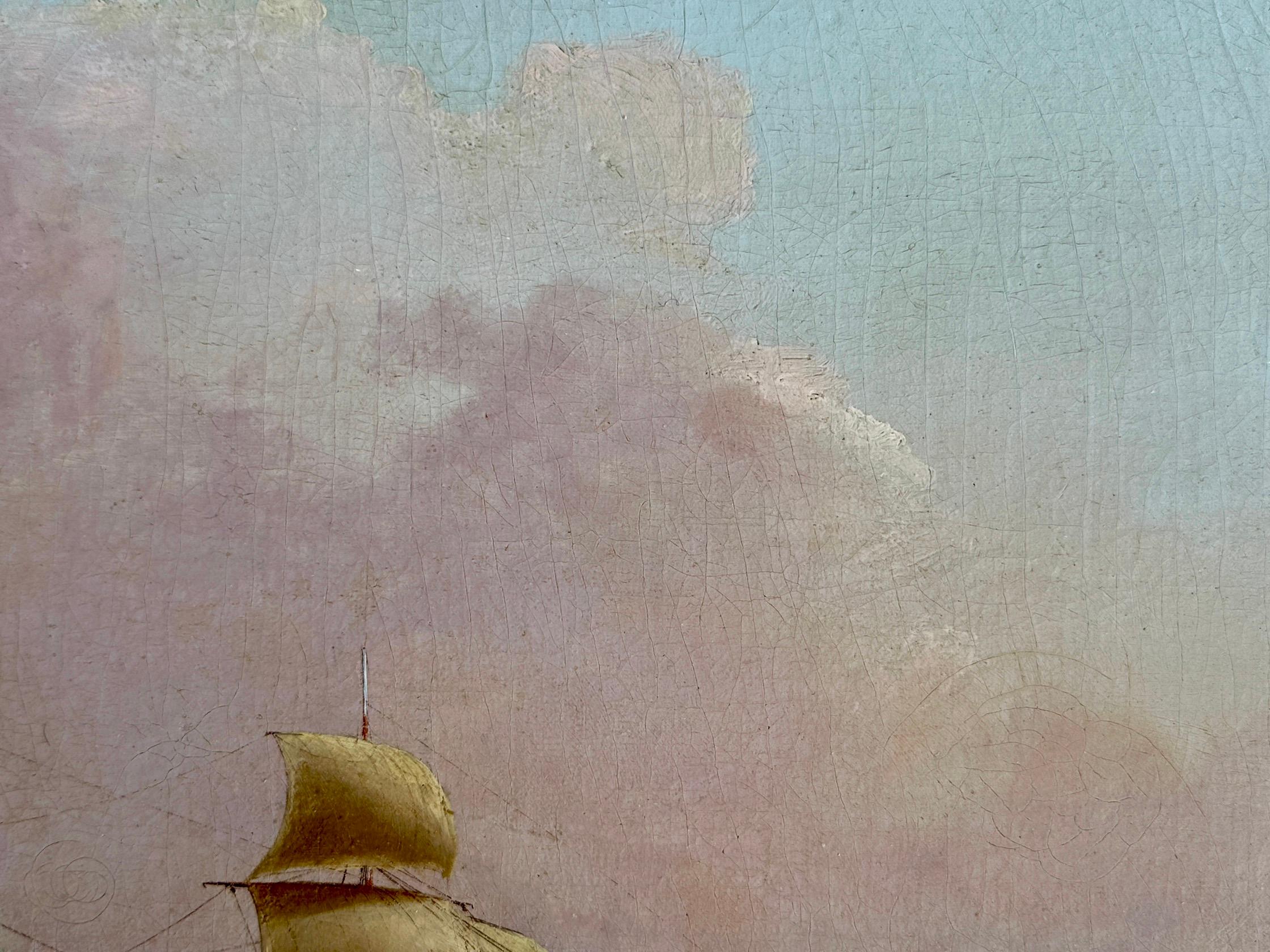 English 19th century portrait of the Clipper ship Crescent at sea in full sail For Sale 9