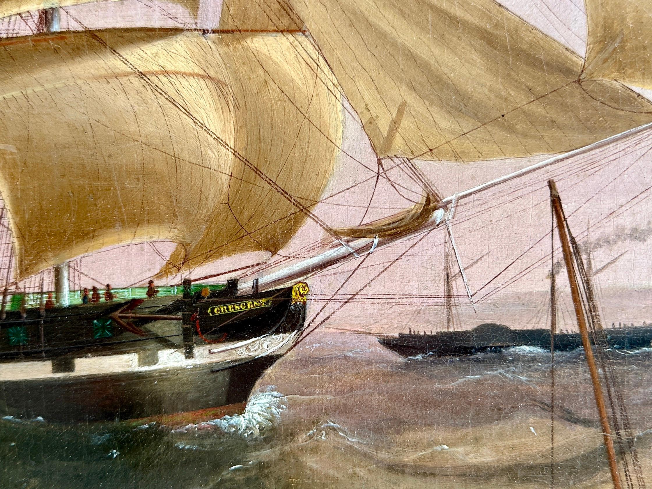 English 19th century portrait of the Clipper ship Crescent at sea in full sail For Sale 2