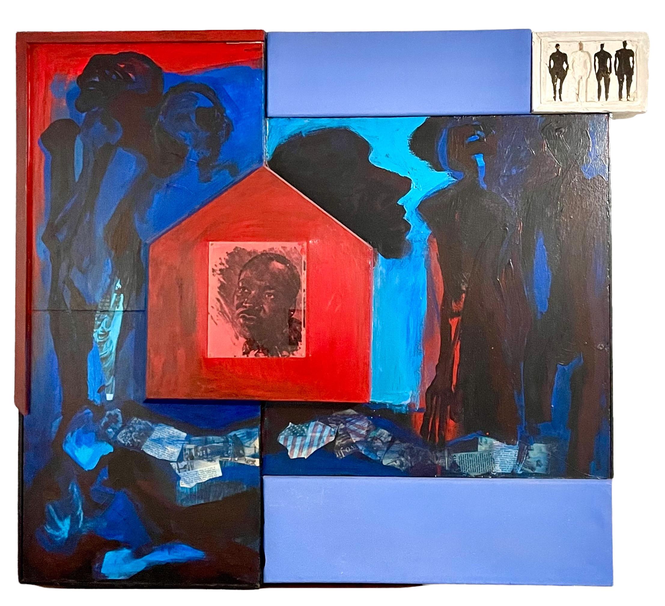 Großes Gemälde Foto Collage Martin Luther King African American Civil Rights  (Grau), Abstract Painting, von John M Mitchell