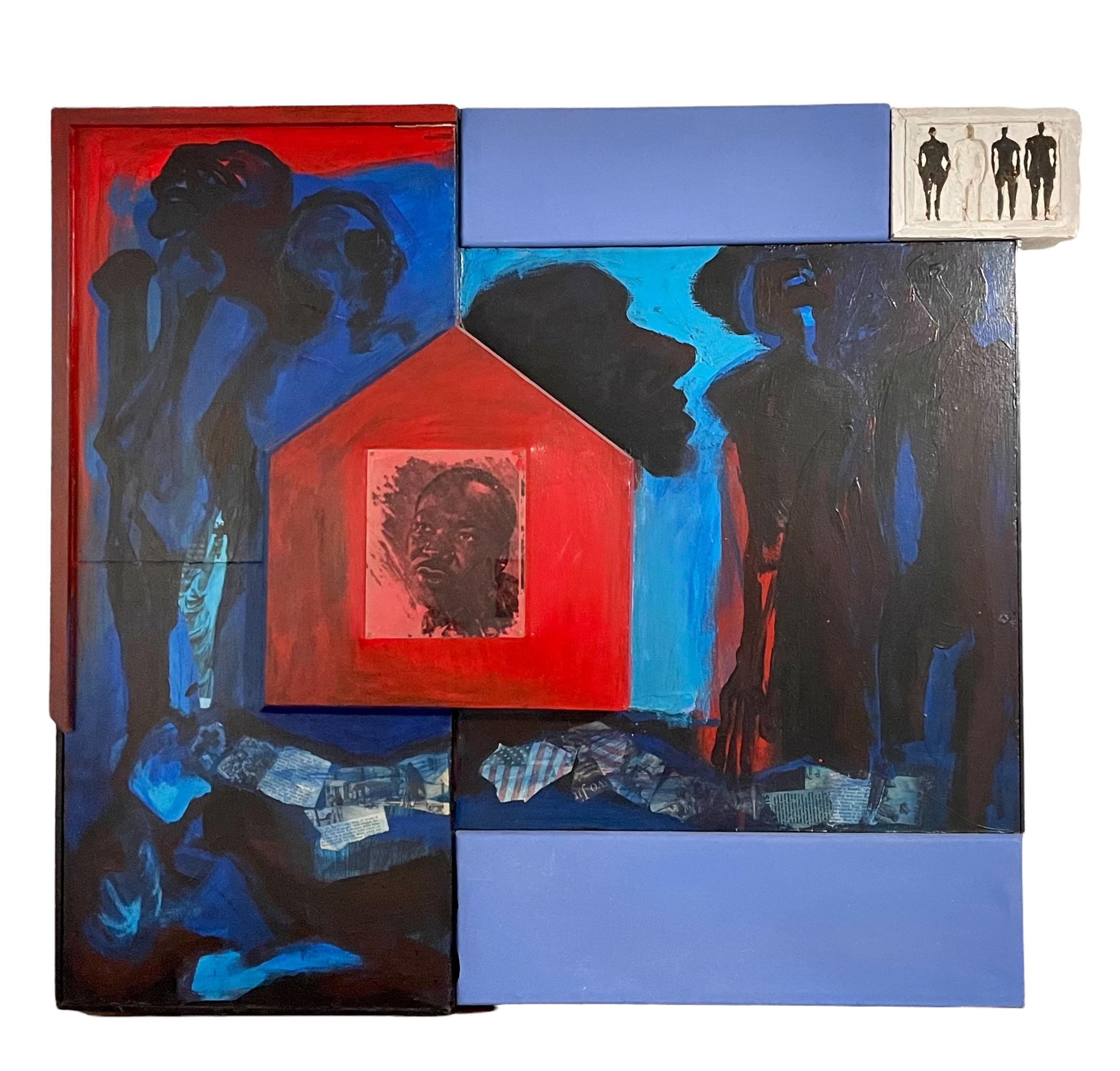 Quadro di grandi dimensioni con collage di foto di Martin Luther King, afroamericano e per i diritti civili