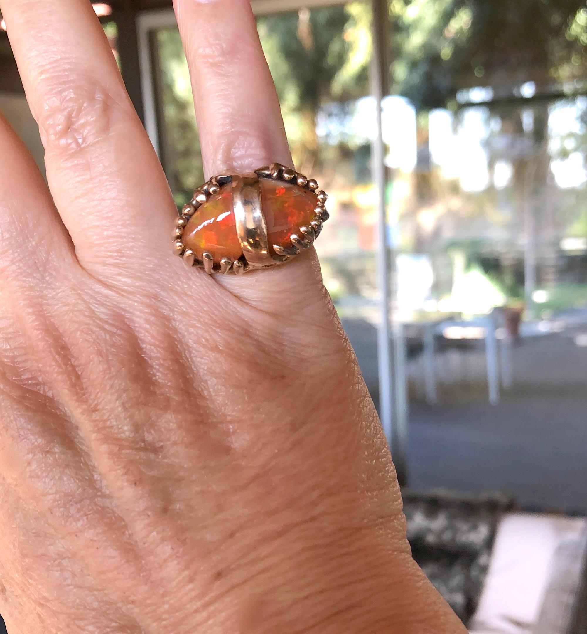 John M. Morgan 14 Karat Gold Orange Fire Opal Organic Modern Studio Ring 1