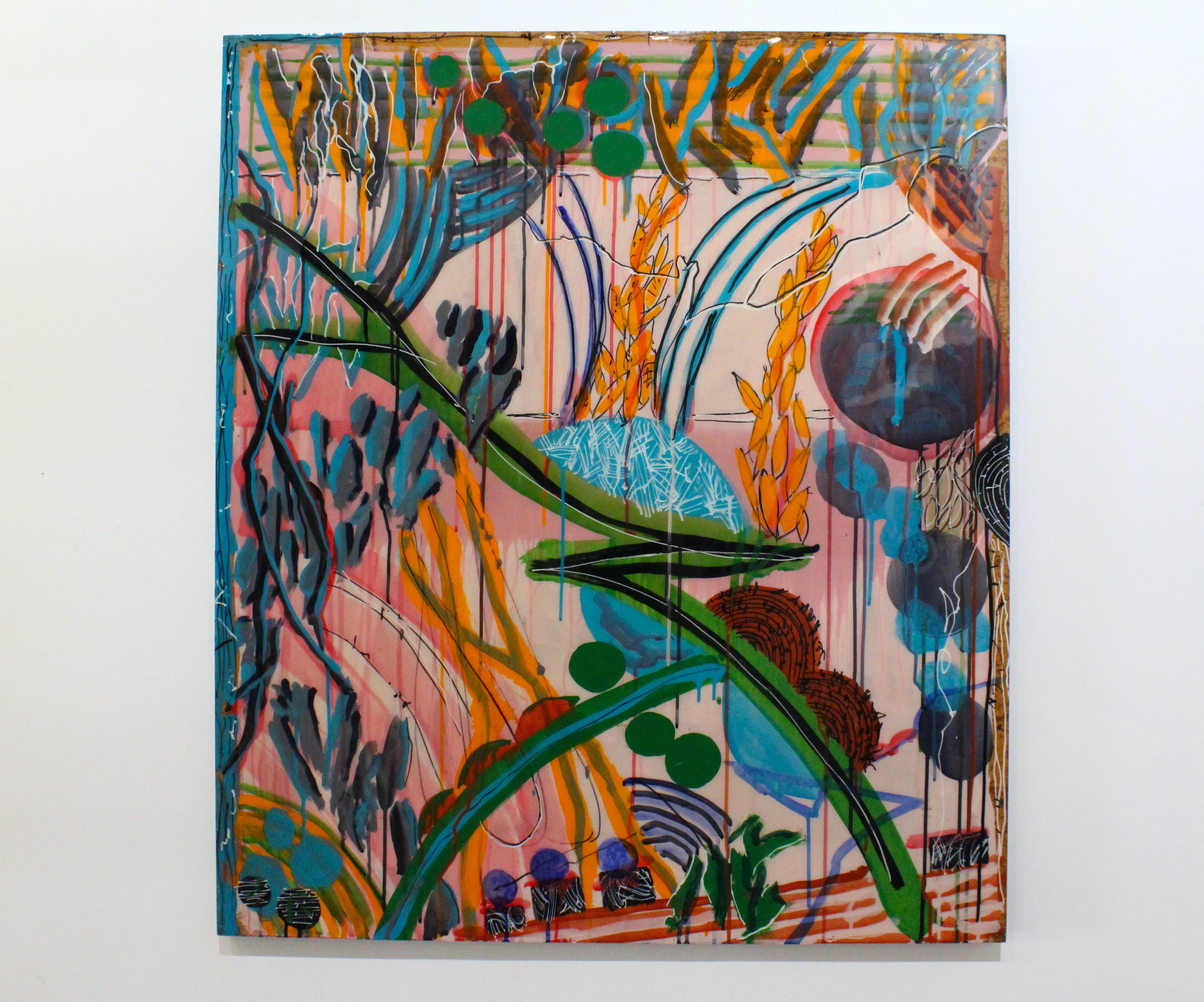 John M White Abstract Painting - John M. White, Bird Opera #30, on wood panel with resin coating