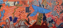 John M. White, Bird Opera #86L2, Orange, Diptych panel #2