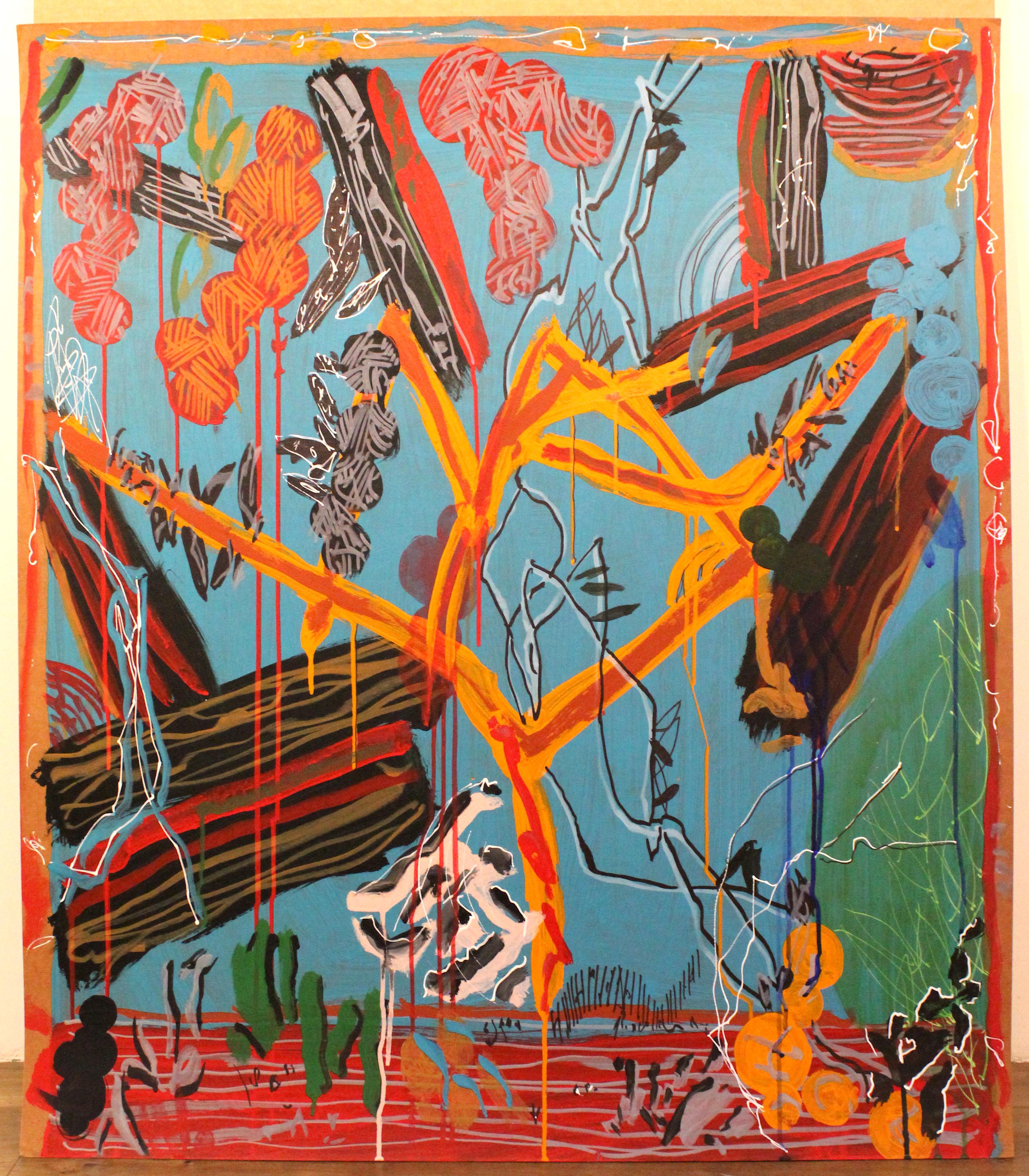 John M White Abstract Painting - John M. White, Birds On Wires #53, Unframed