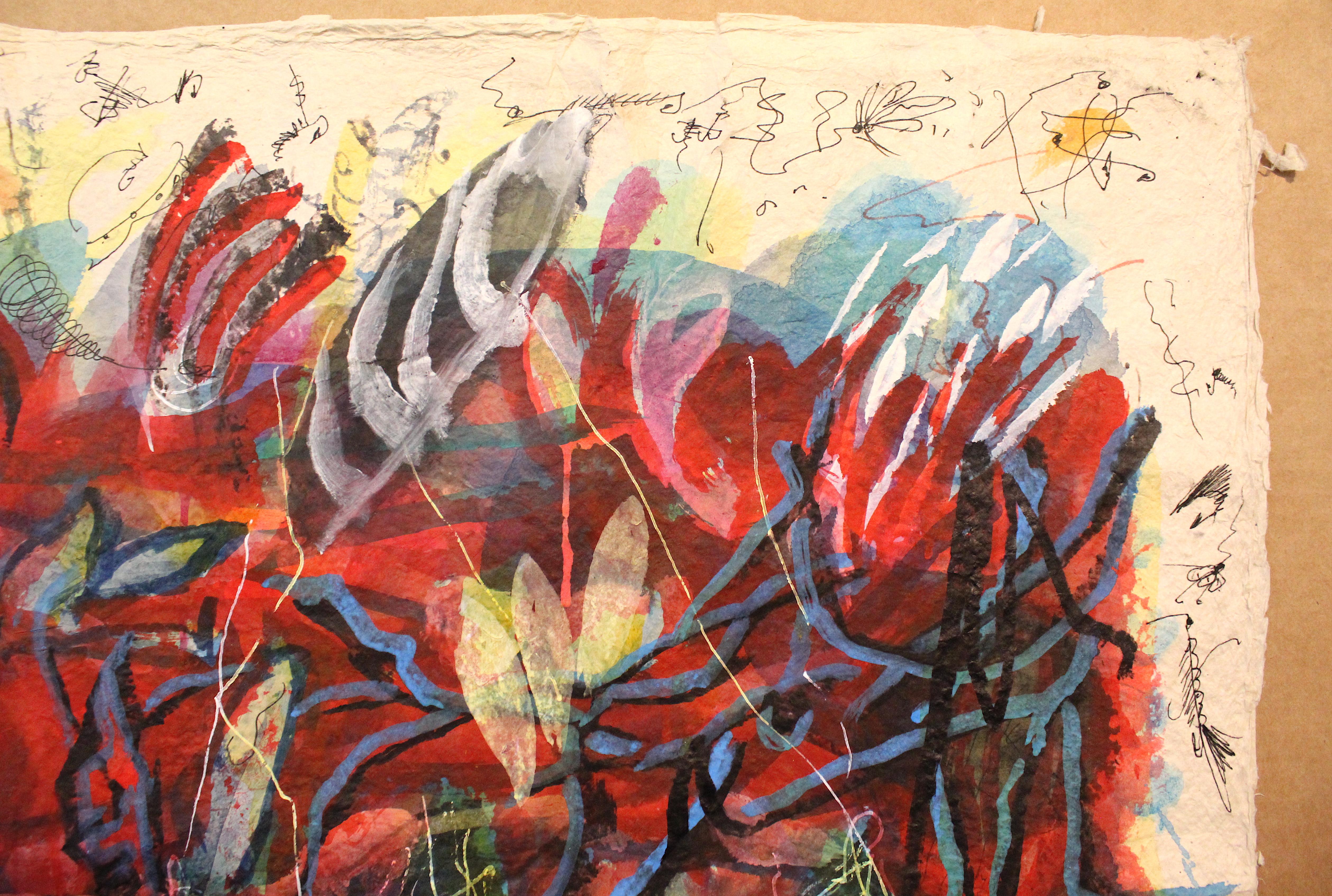 Every fly fisherman scans the surface of the water looking for a “fresh hatch” of insects that will attract the swarms of fish expecting to gorge in jubilance.  White creates his Arti(fish)al Hatch as an imaginary landscape of his making that is