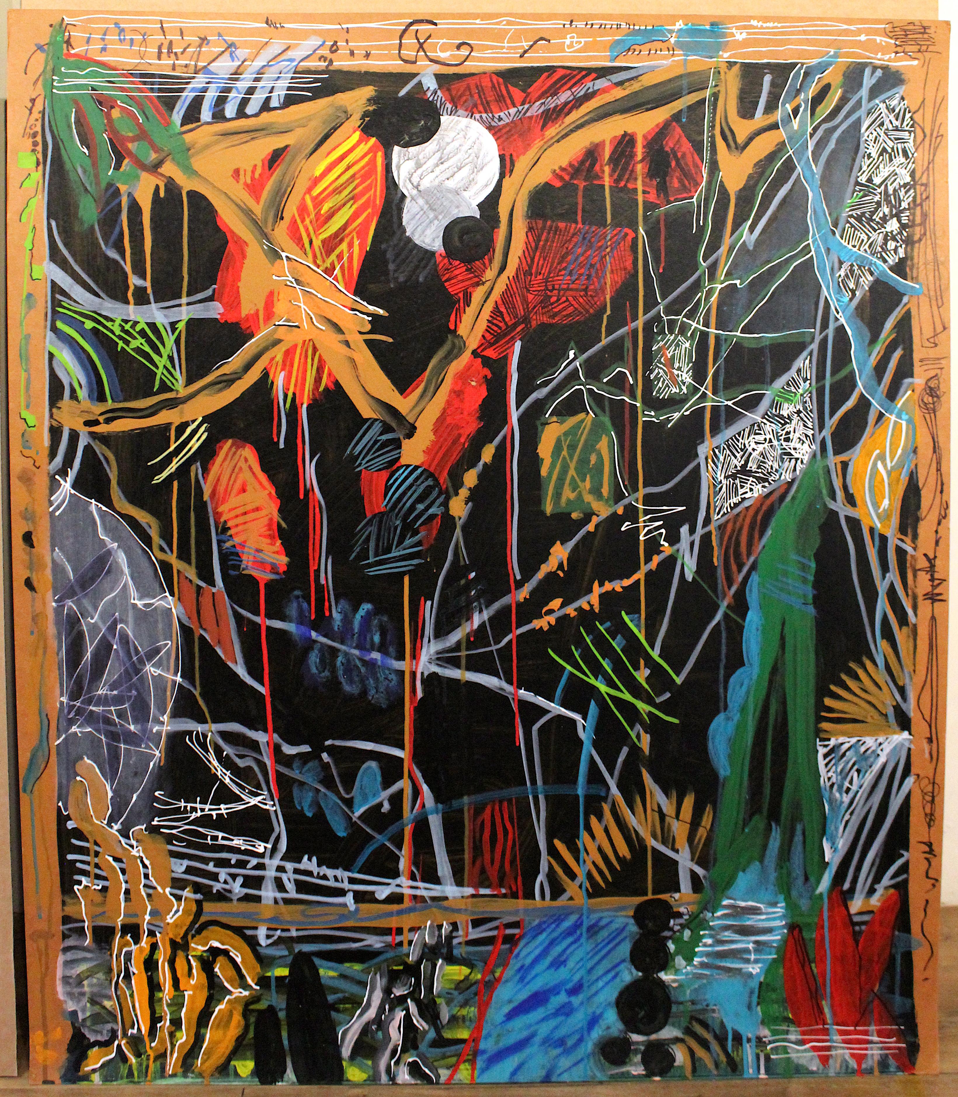 John M White Abstract Painting - John M. White, Birds on Wires #61, Unframed