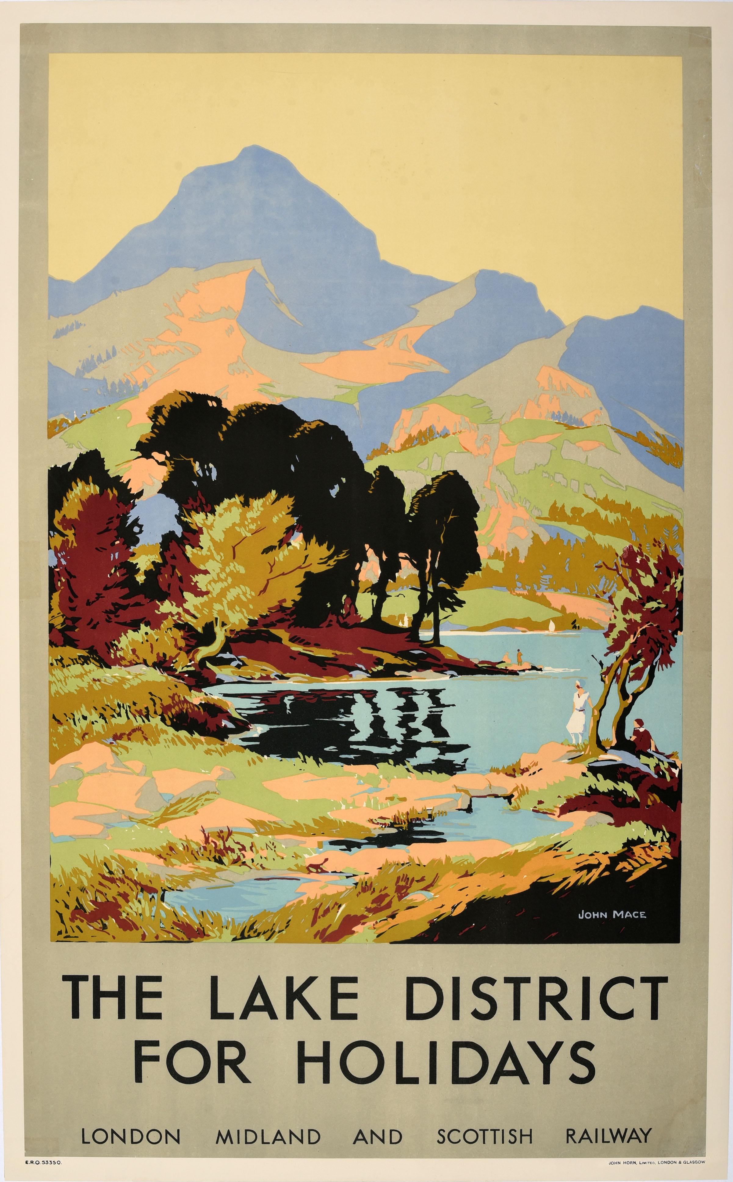 John Mace RBA Print - Original Vintage LMS Railway Travel Poster Lake District Holidays Mountain Art