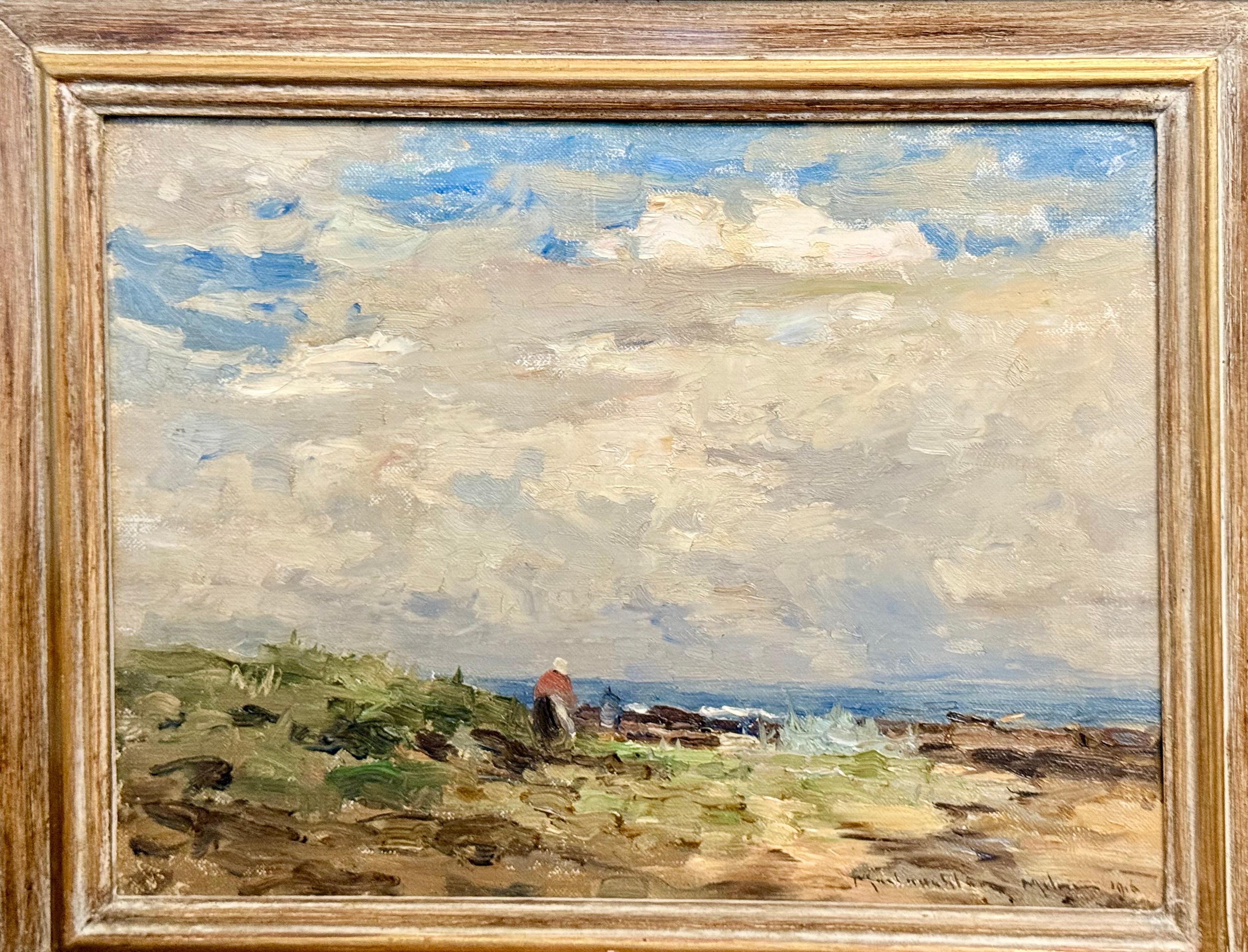 Sulla costa di Fife, dipinto a olio impressionista del 1916 - Painting di John Maclauchlan Milne