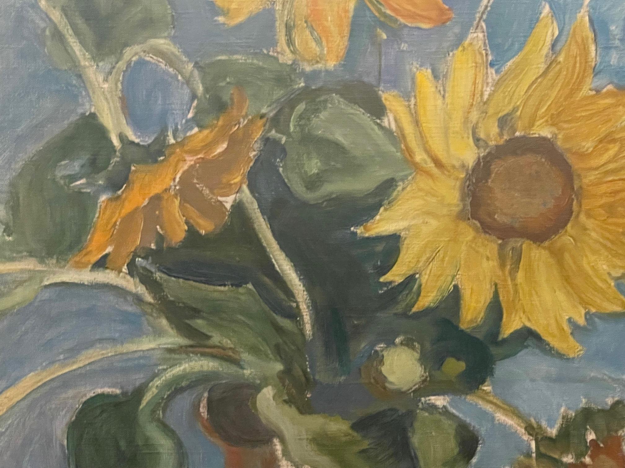 Sunflowers - Brown Still-Life Painting by John Maclauchlan Milne