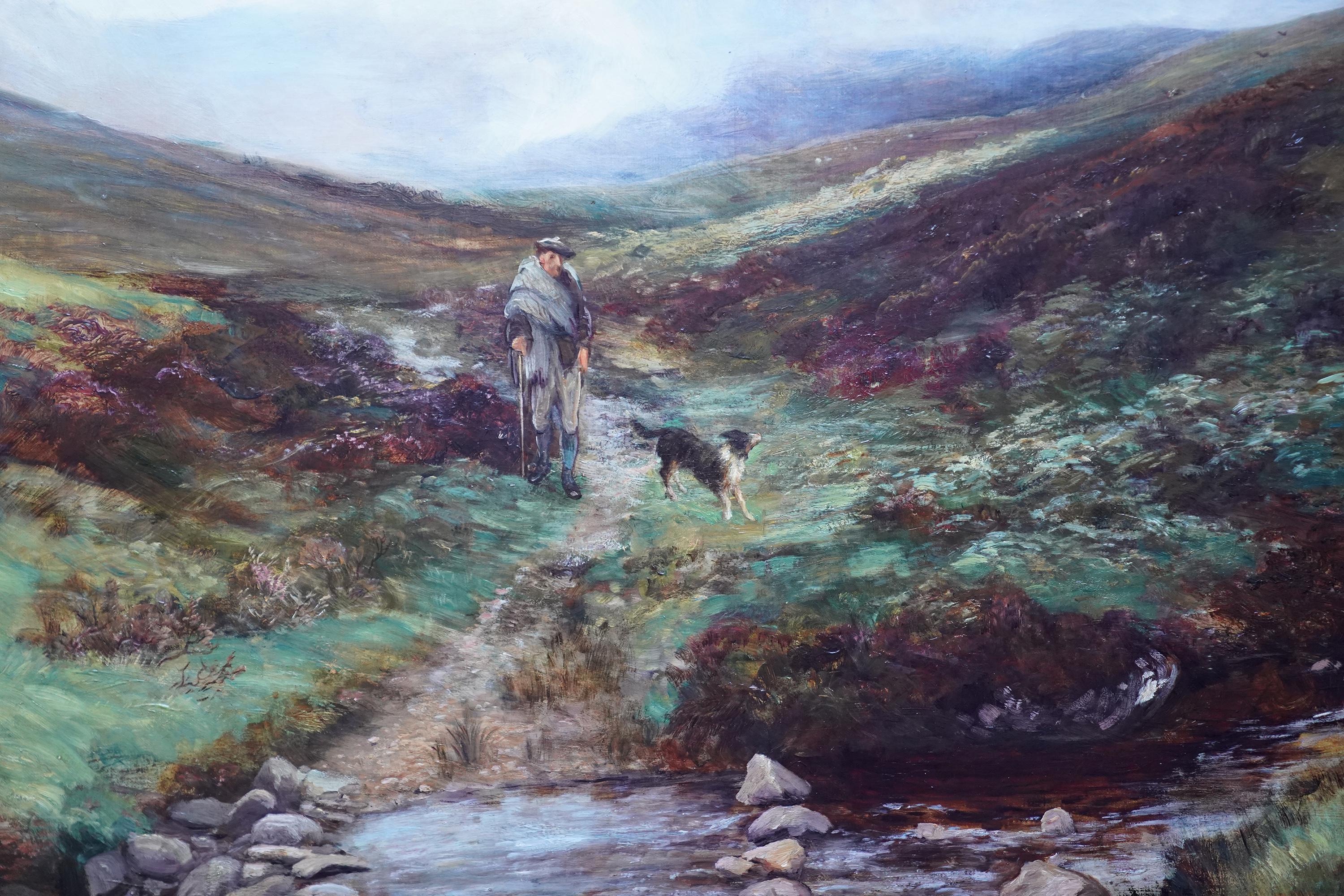 Ce superbe paysage écossais victorien peint à l'huile est l'œuvre du célèbre paysagiste John MacWhirter. Peint vers 1880, il se situe à Glen CIRCA, Arran, une destination de randonnée et de vacances très populaire, tout comme le Fairy Glen. La