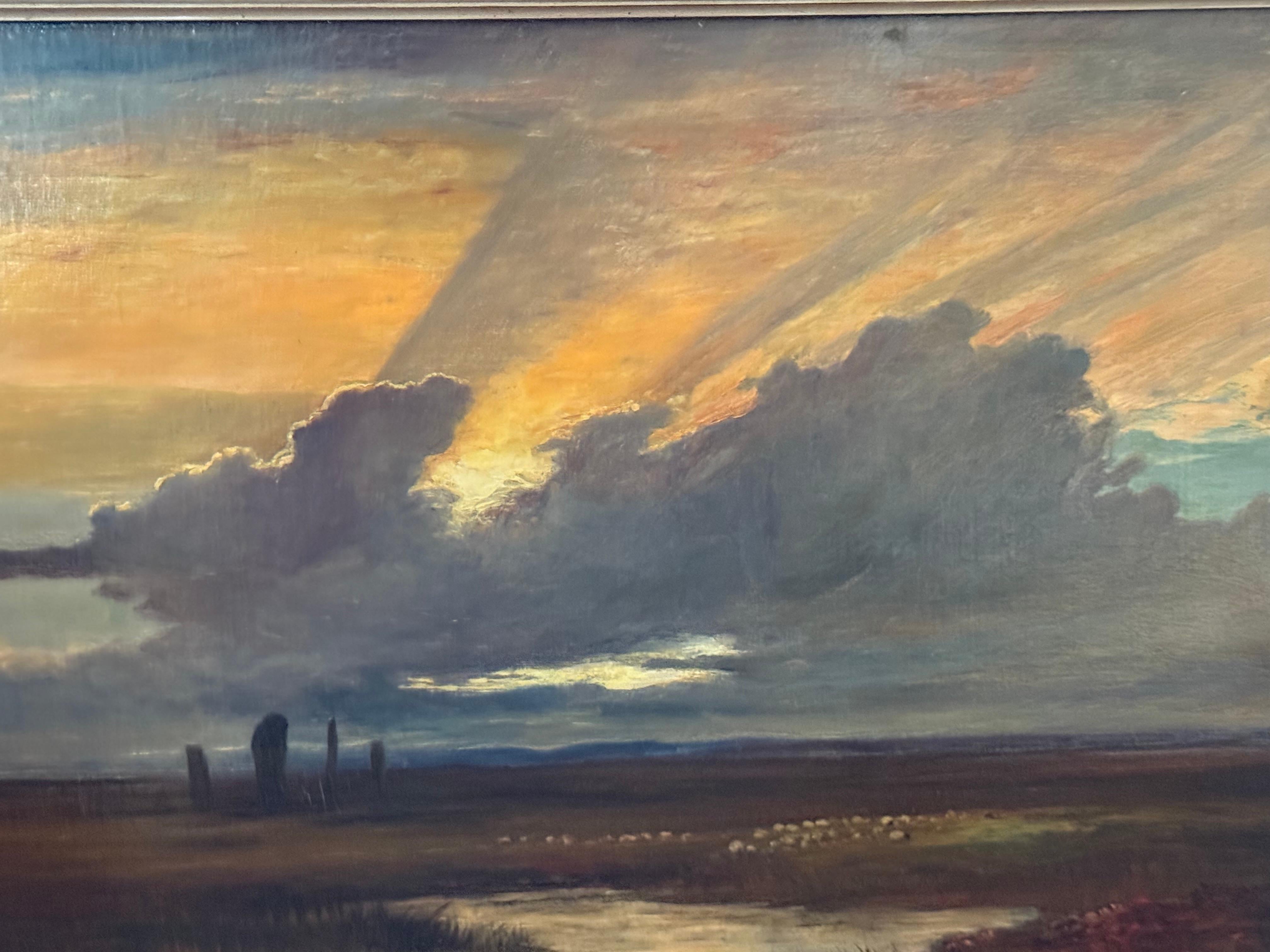 Stehende Steine im Machrie Moor, Schottland in der Abenddämmerung, 19. Jahrhundert, Öl auf Leinwand im Angebot 5