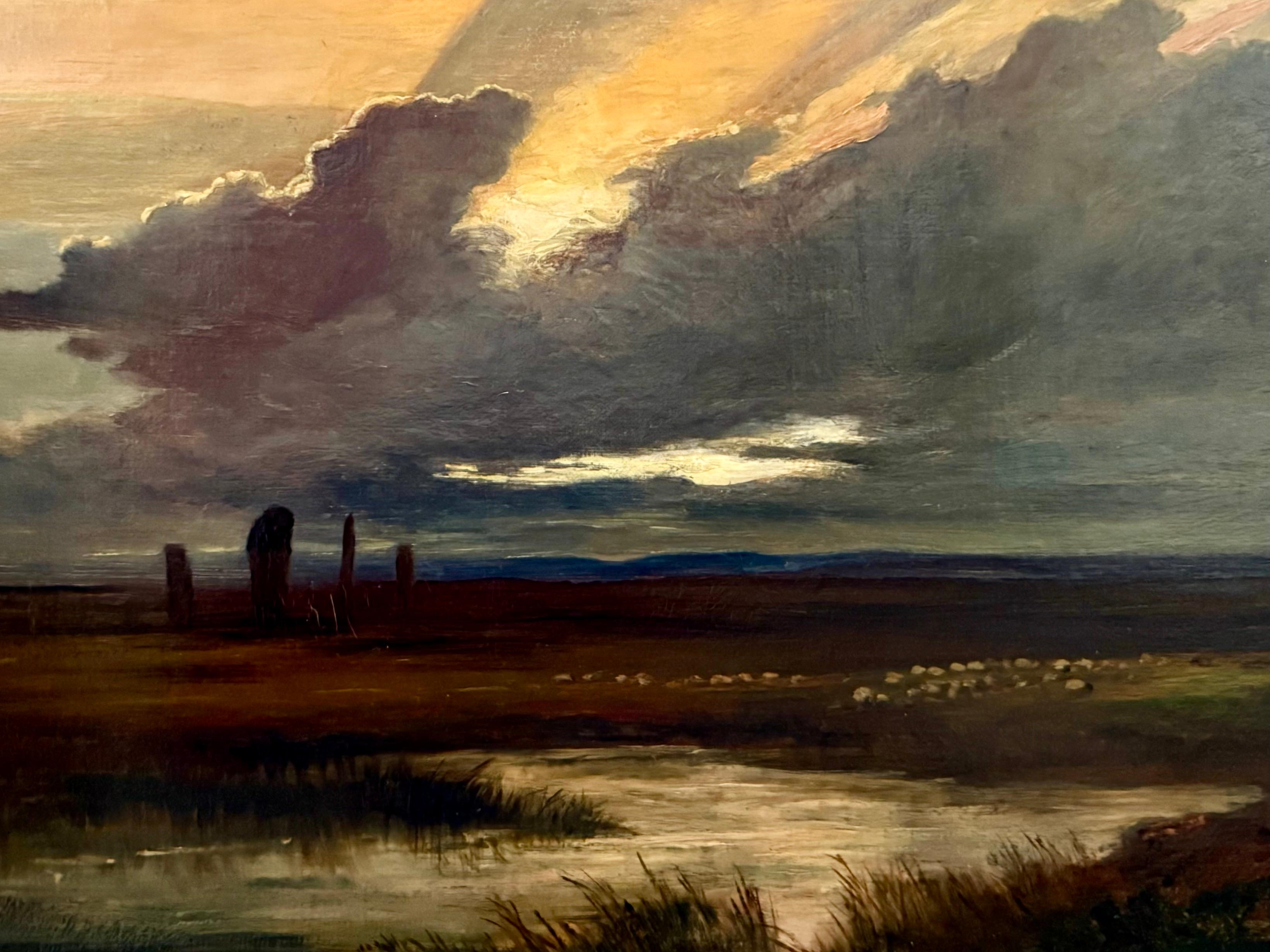 Stehende Steine im Machrie Moor, Schottland in der Abenddämmerung, 19. Jahrhundert, Öl auf Leinwand im Angebot 9